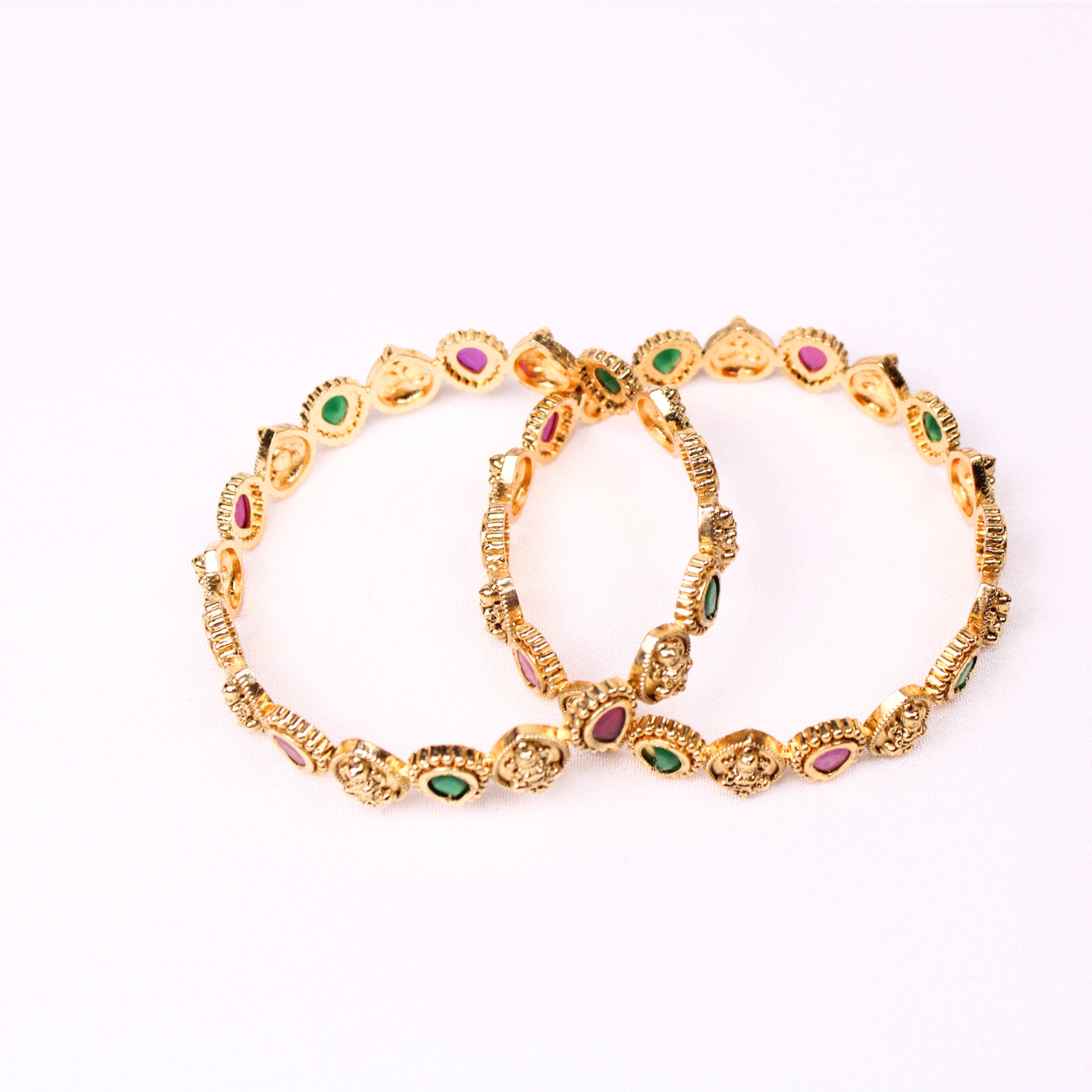Lakshmi Ruby-Color Temple Bangles