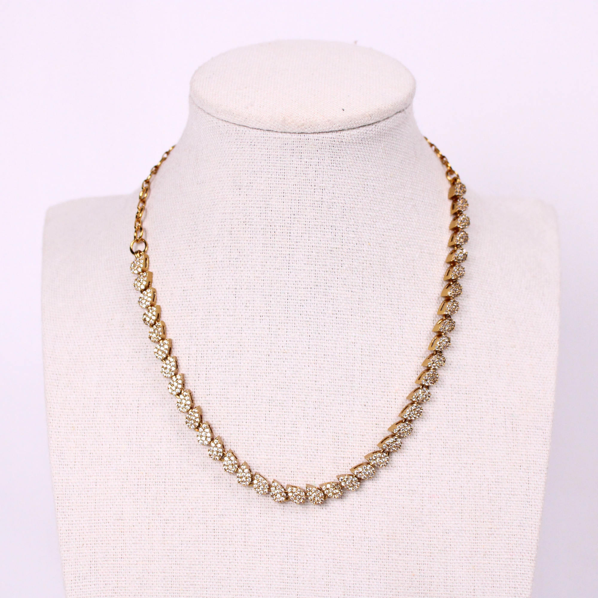 Gold-Plated Manga Motif Stone Necklace and Earrings Set