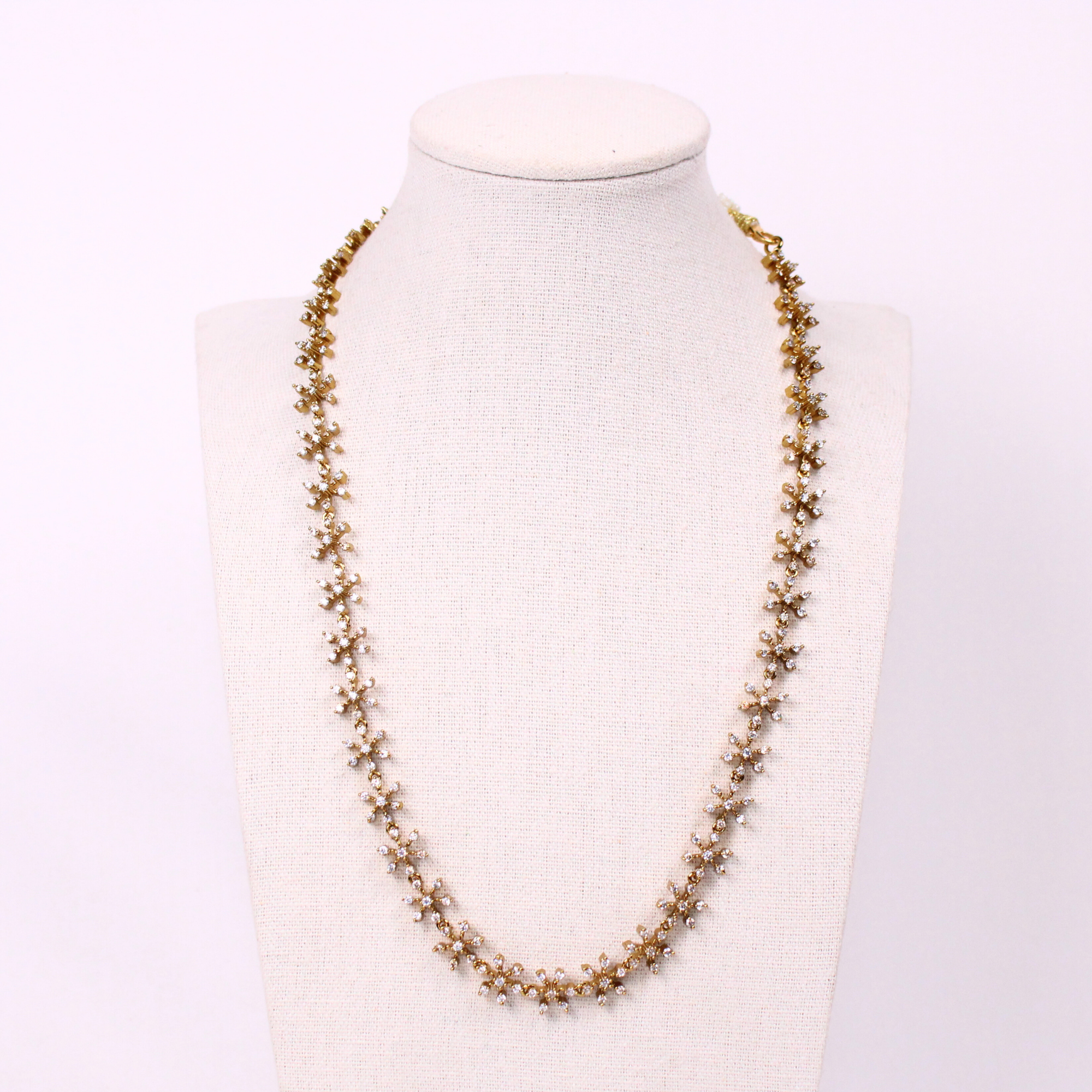 Floral Stone-Studded Gold-Toned Choker and Earring Set