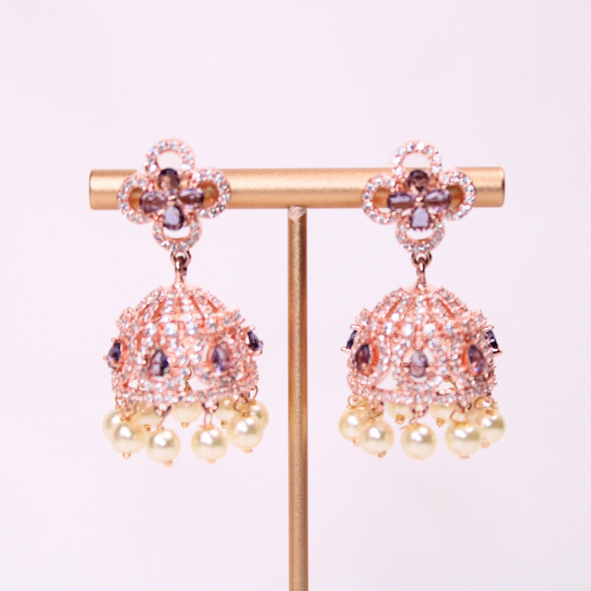 Lavender Glow Rose-Gold Earrings