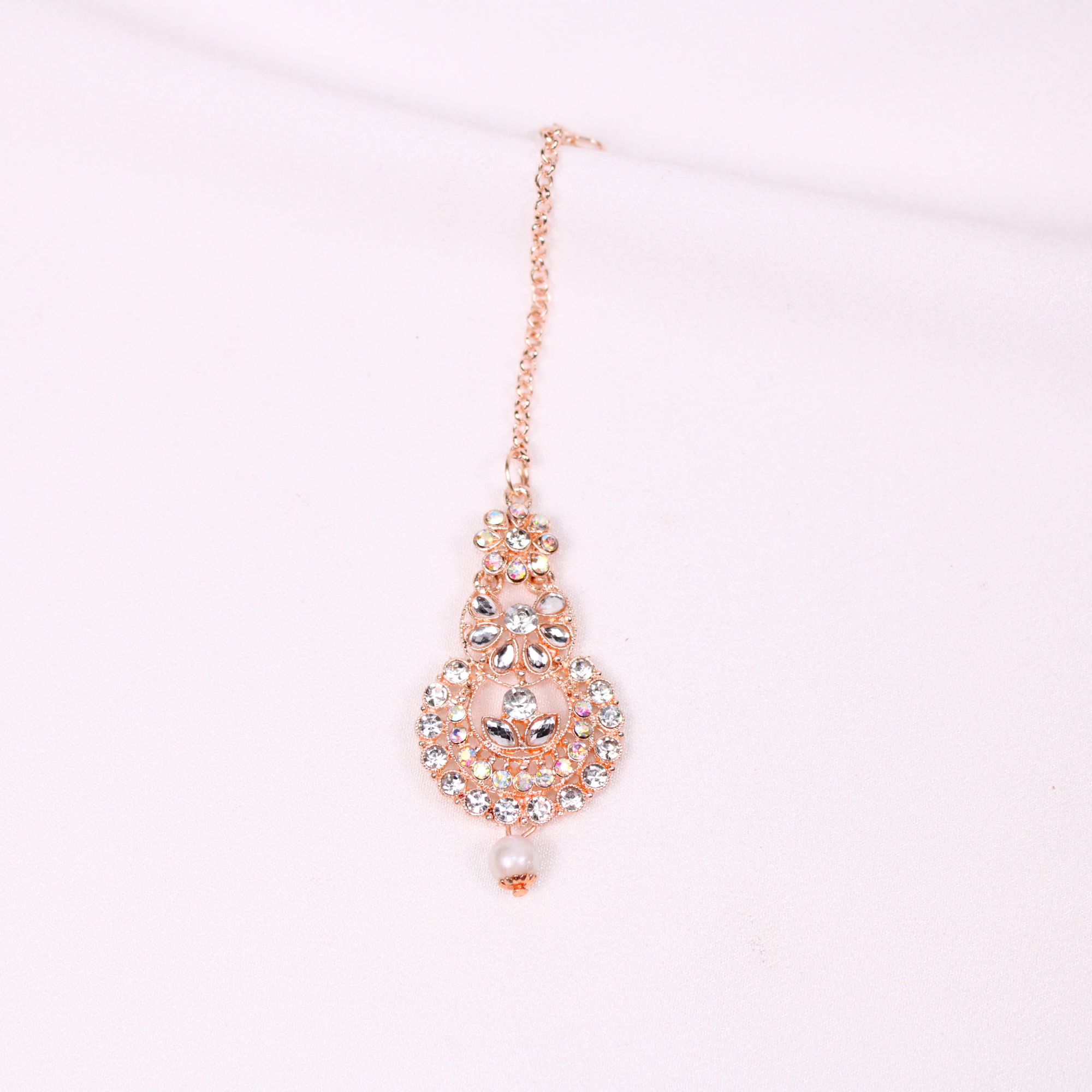 Floral Netti sutti with Crystal Accents and Pearl Drop