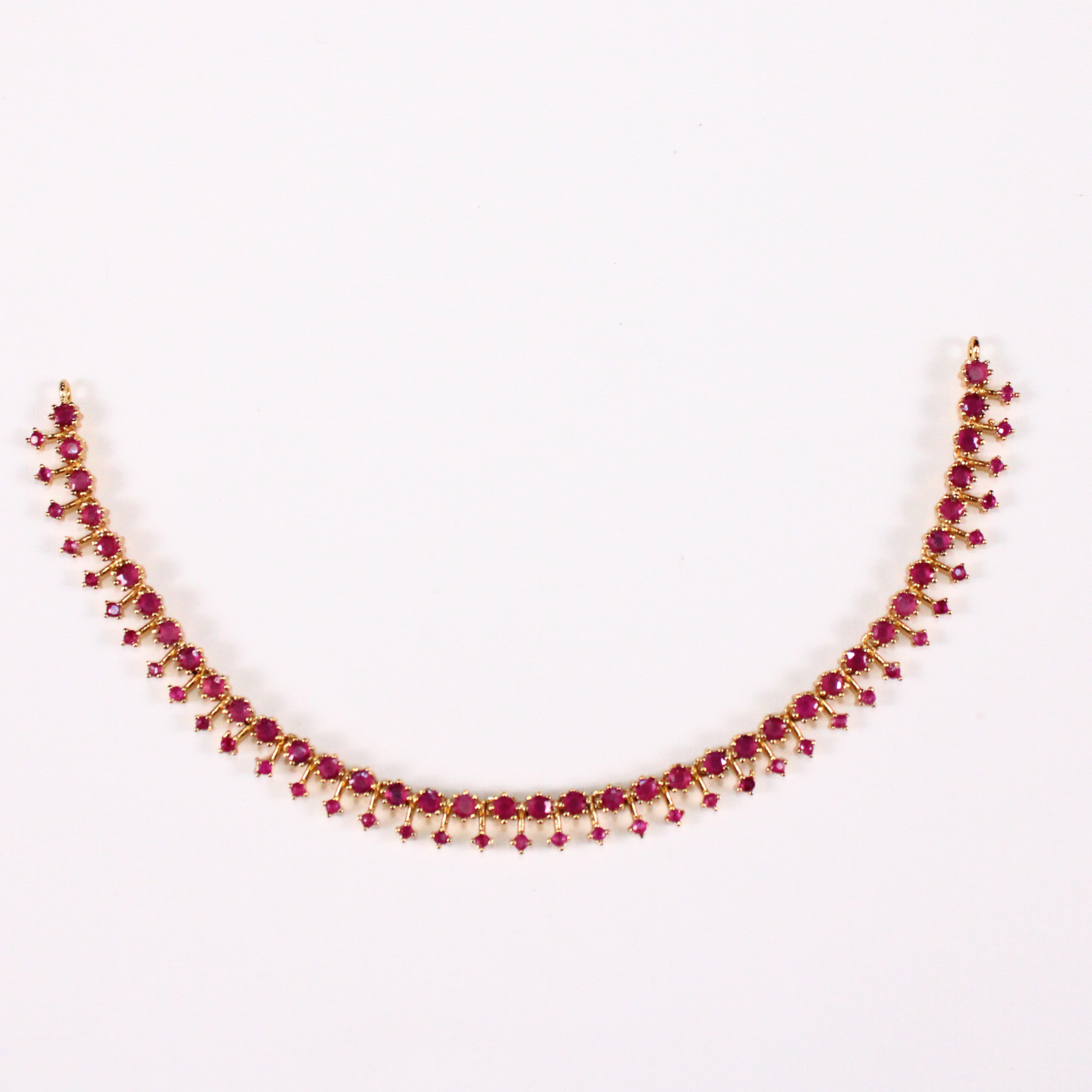 Ruby-Color Cascade Temple Necklace