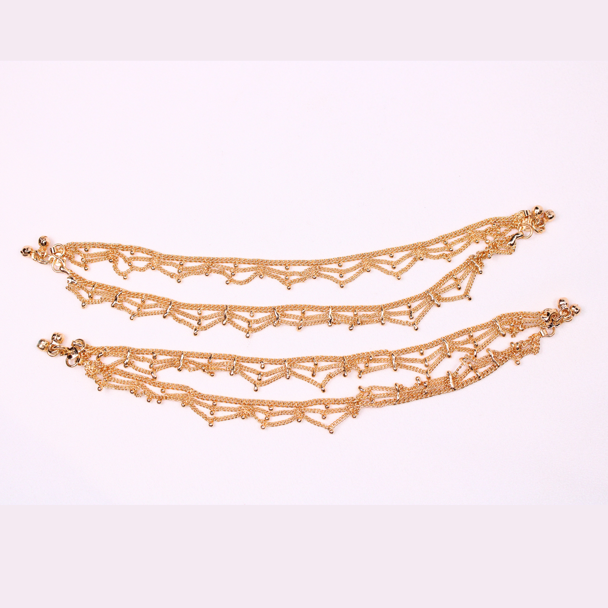 Lattice Chain Temple Anklet Pair