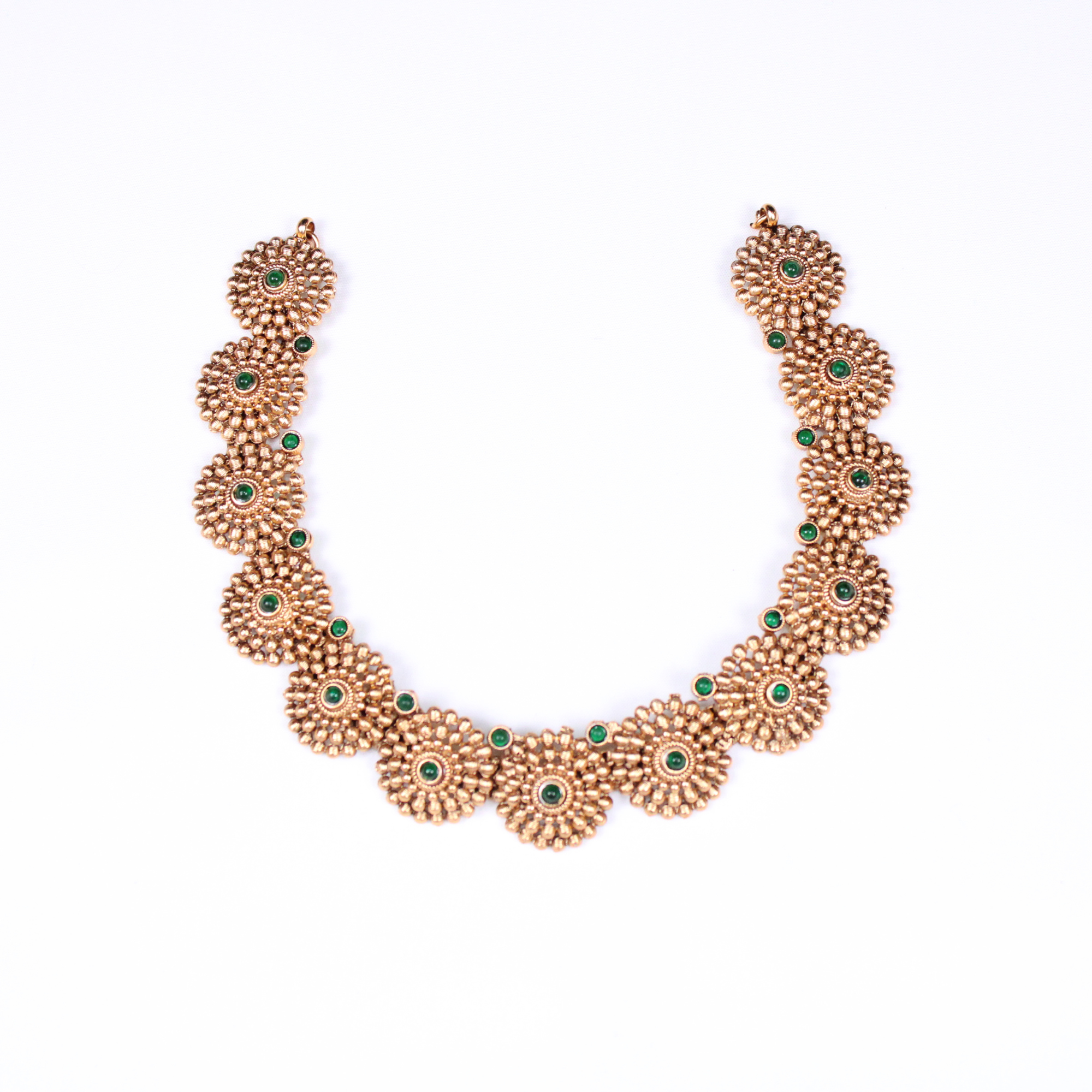 Green-Color Floral Temple Necklace