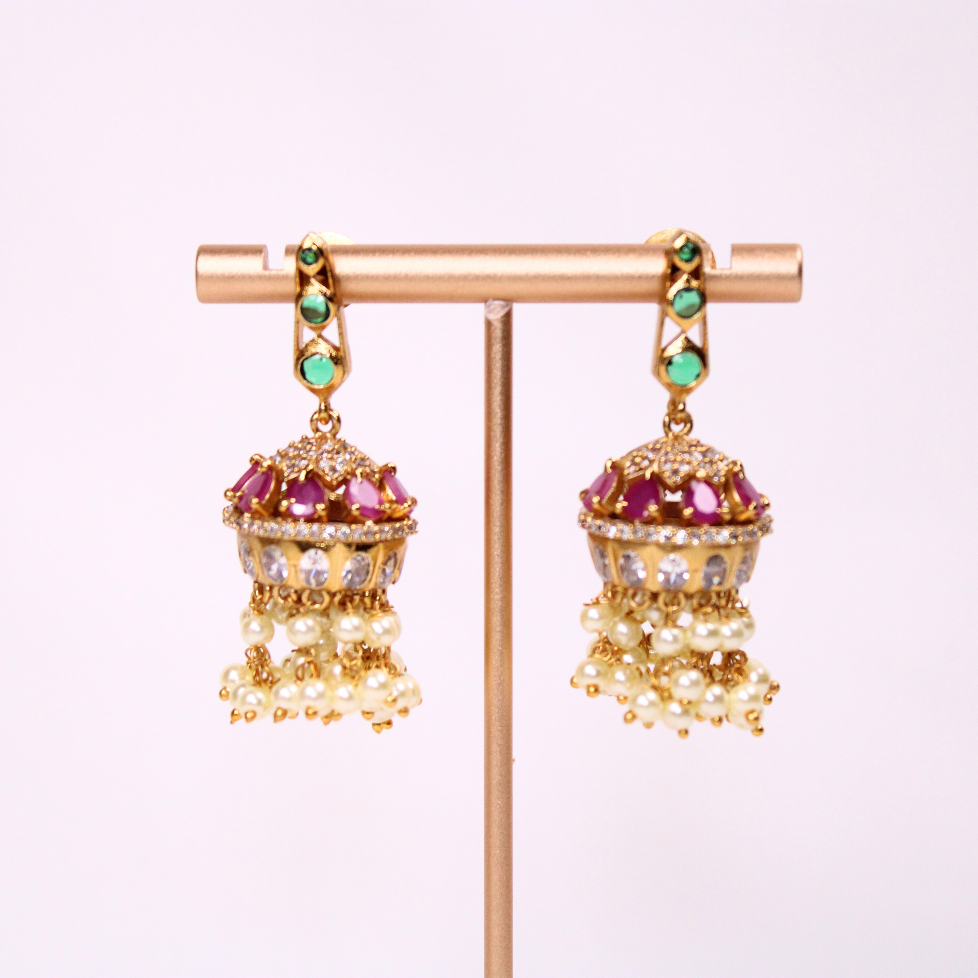 Ruby Emerald Dome Earrings