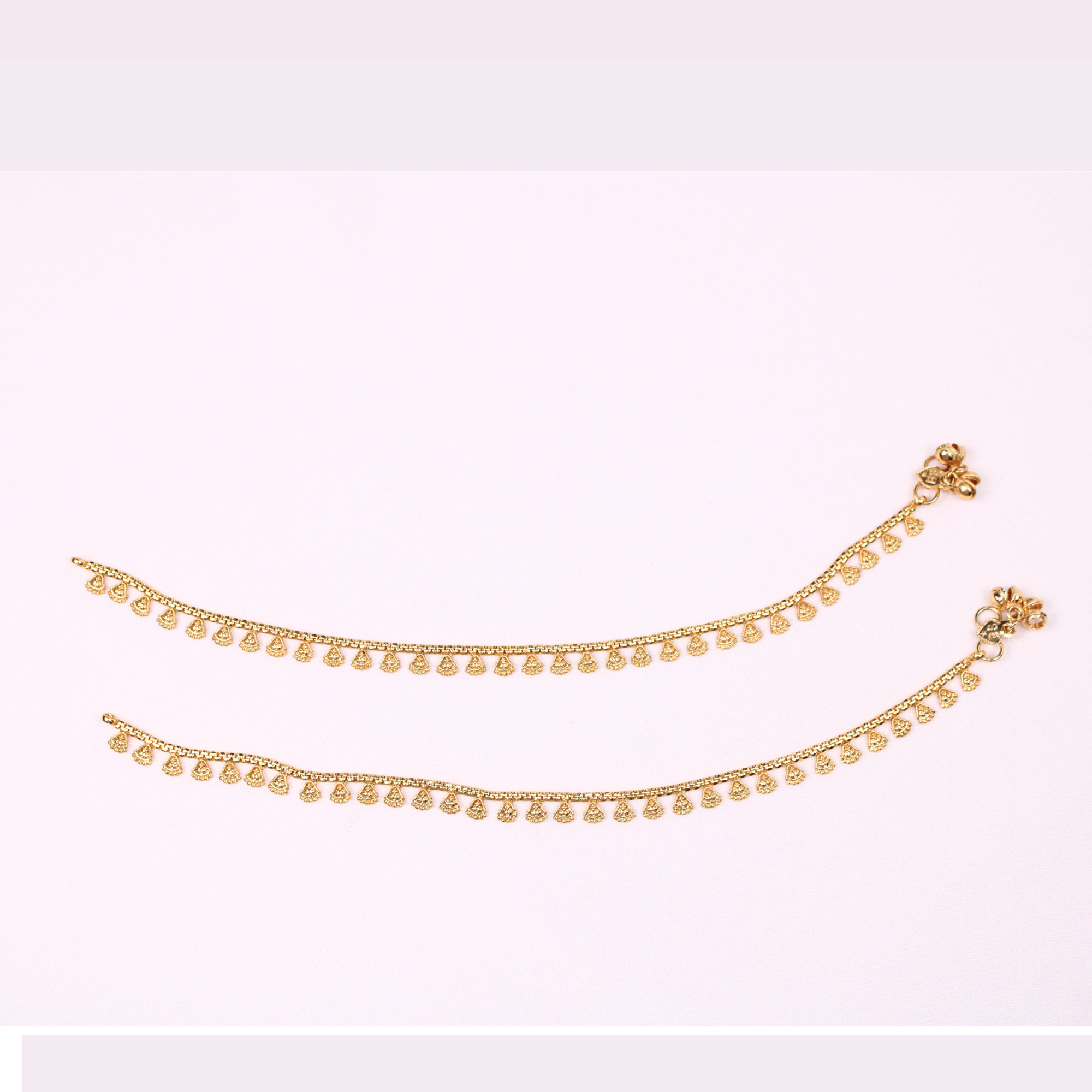 Leaf Motif Temple Anklet Pair