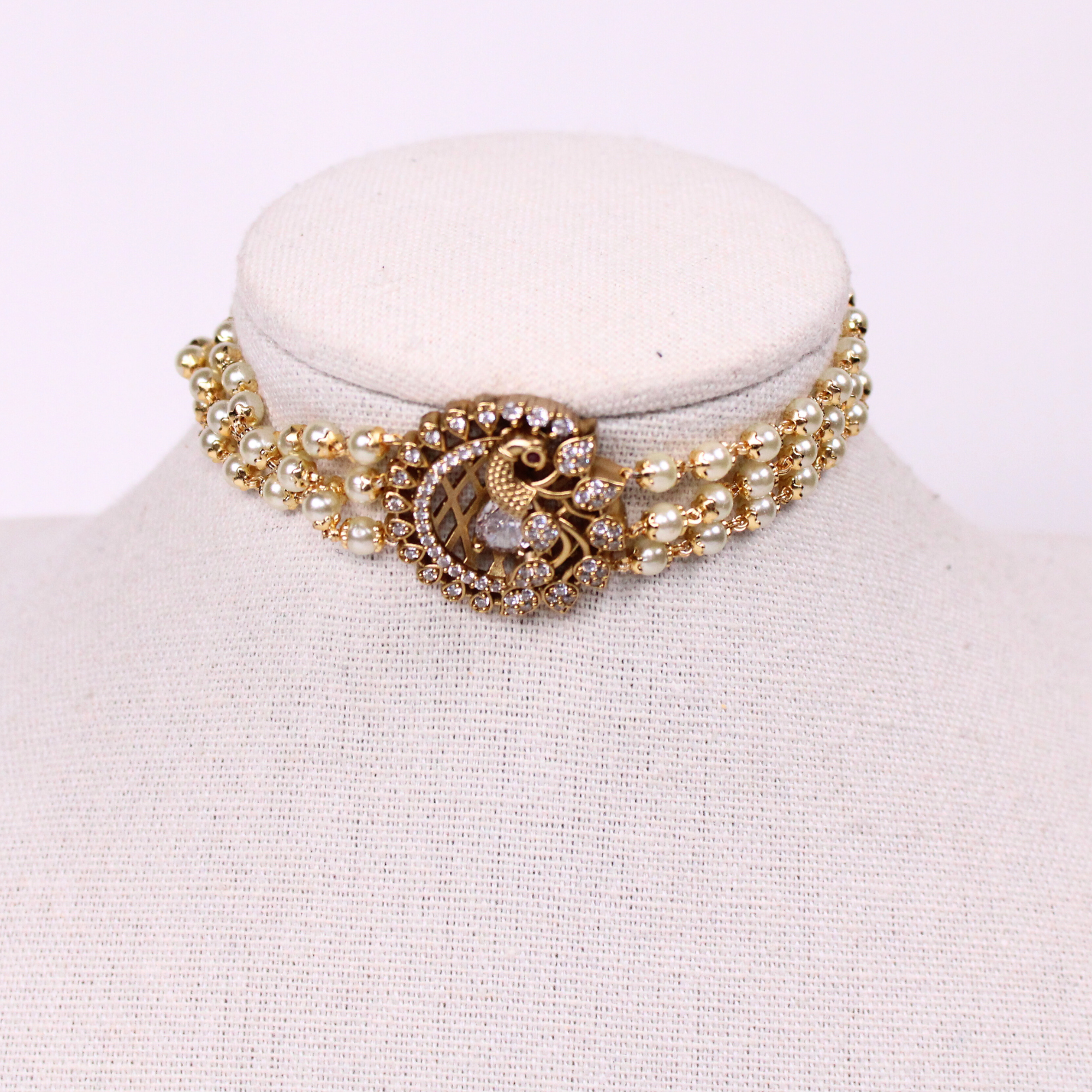 Peacock Mandala Choker and Stud Earrings Set