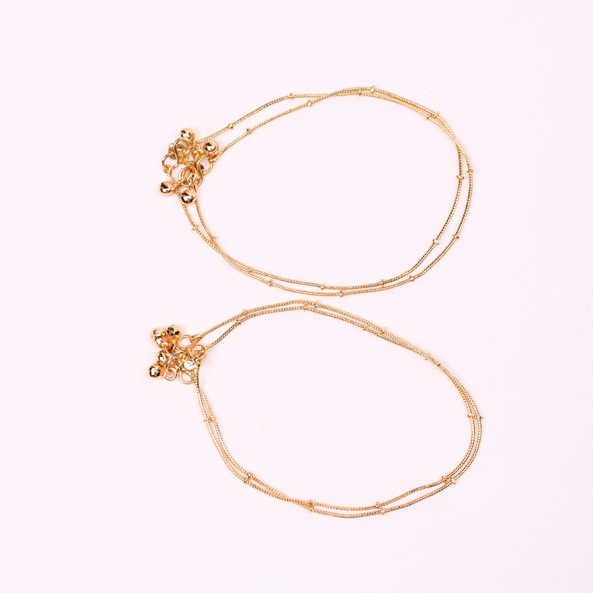 Twin Layer Temple Anklet Pair with Ghungroo Charms