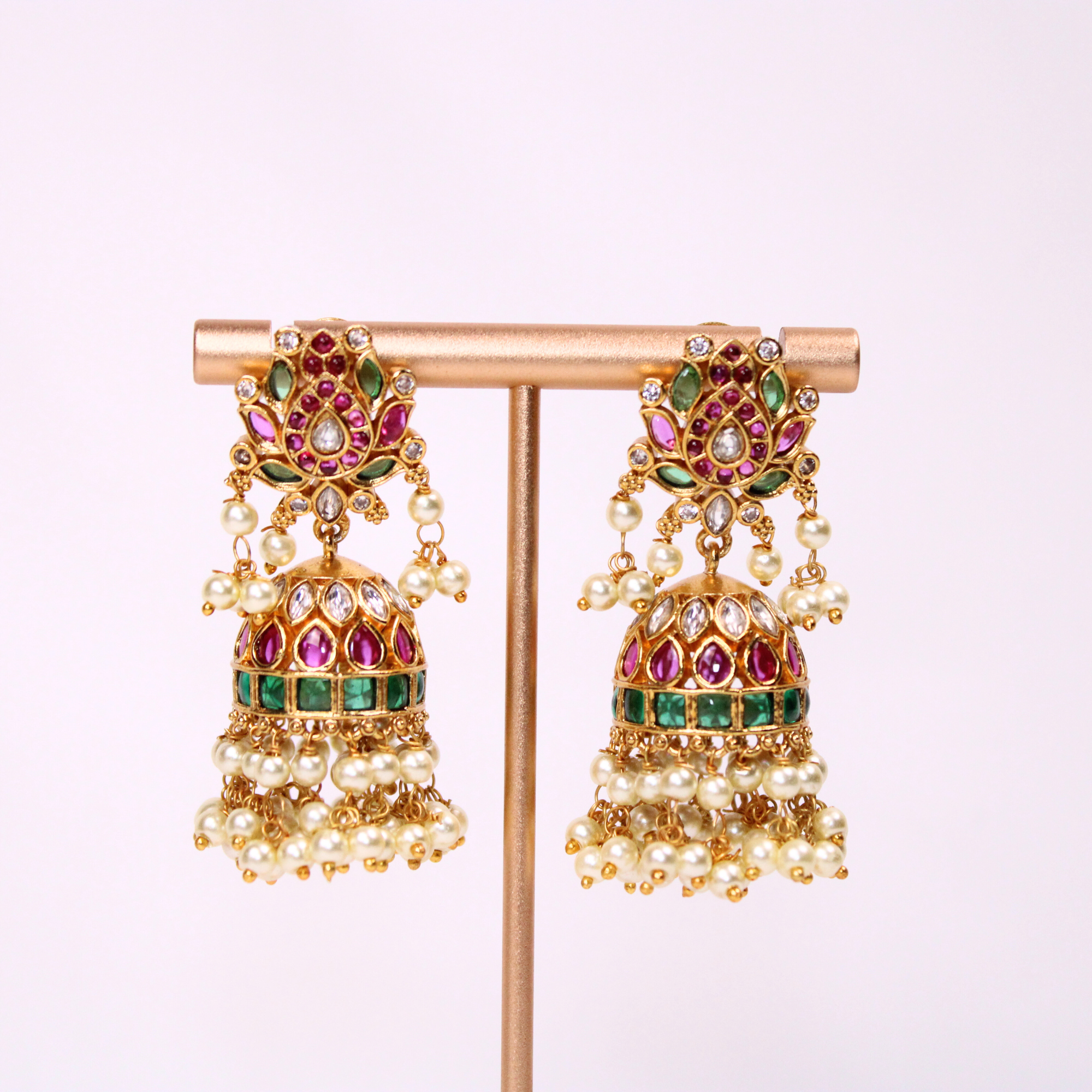 Lotus Heritage Ruby-Emerald Earrings