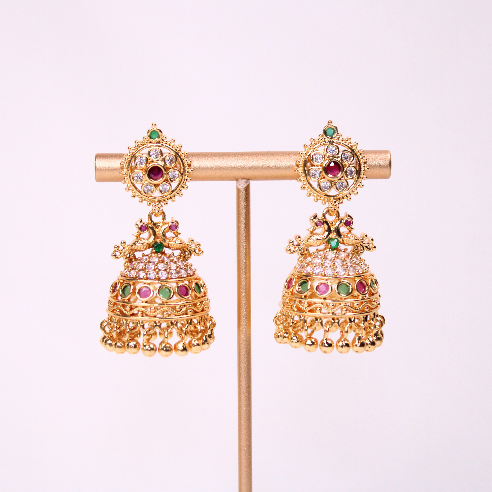 Peacock Radiance Temple Earrings