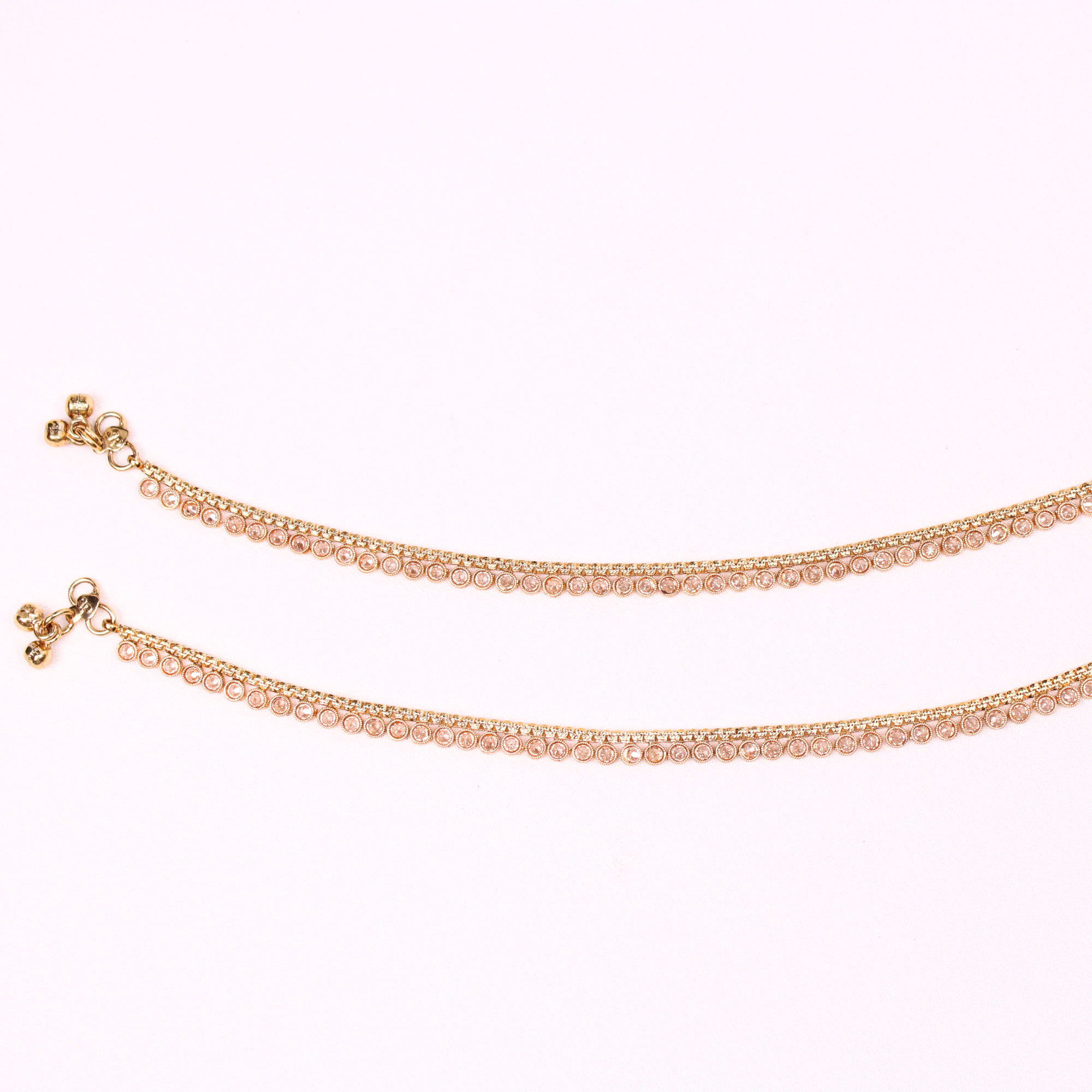 Temple-Inspired Gold-Plated Anklet Pair