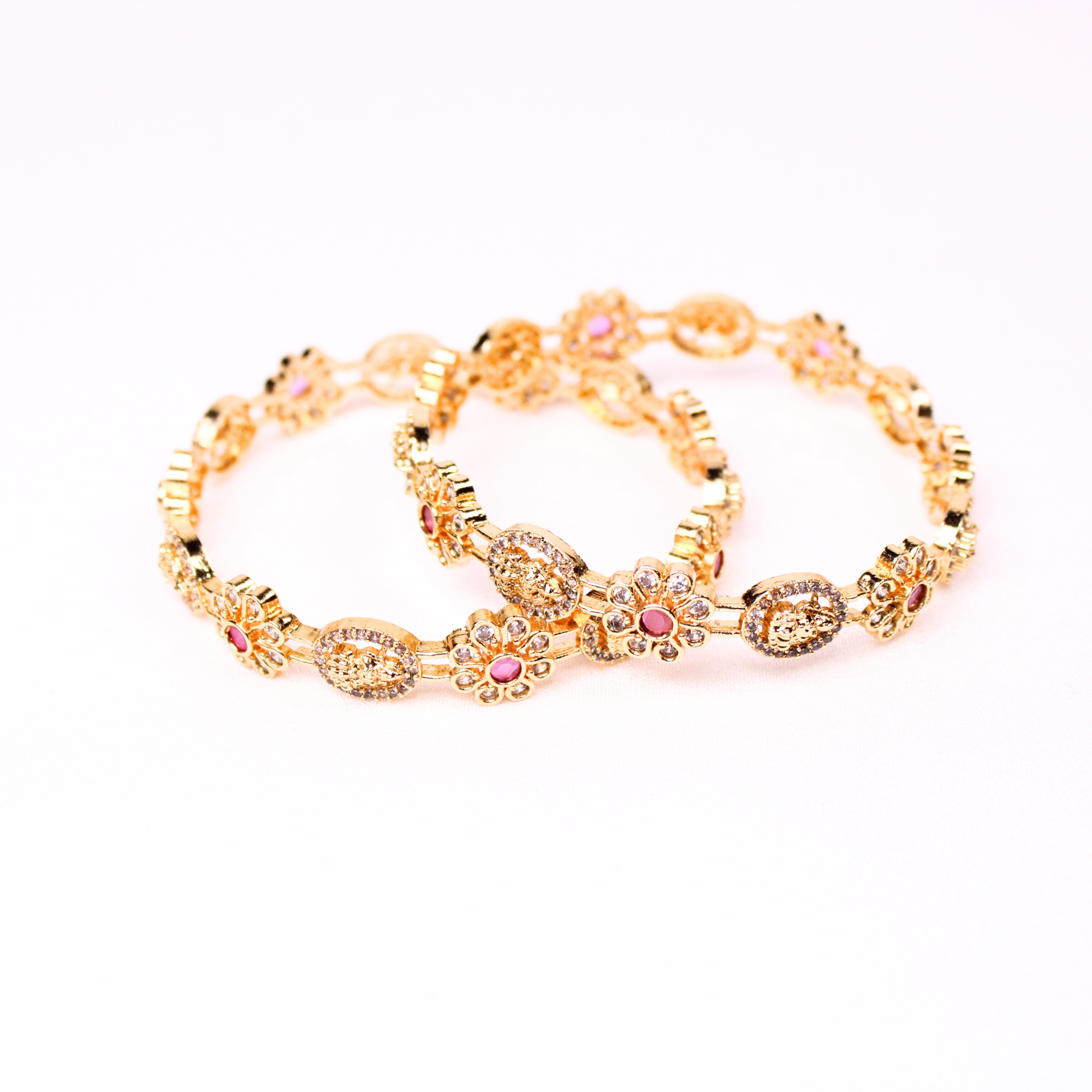Lakshmi Floral Motif Temple Bangles