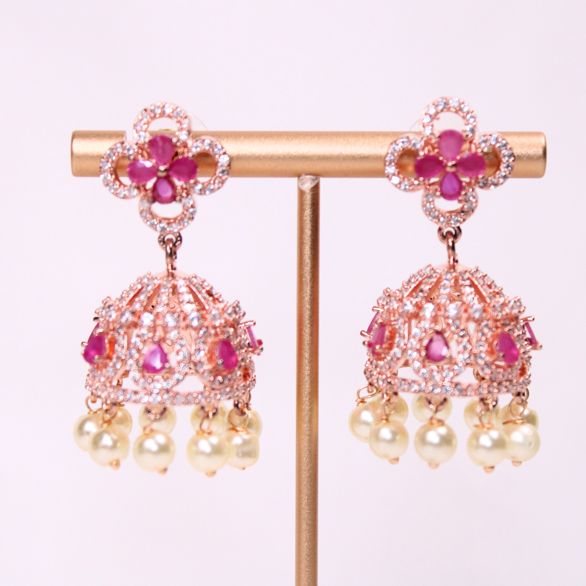 Blush Bloom Rose-Gold Temple Earrings