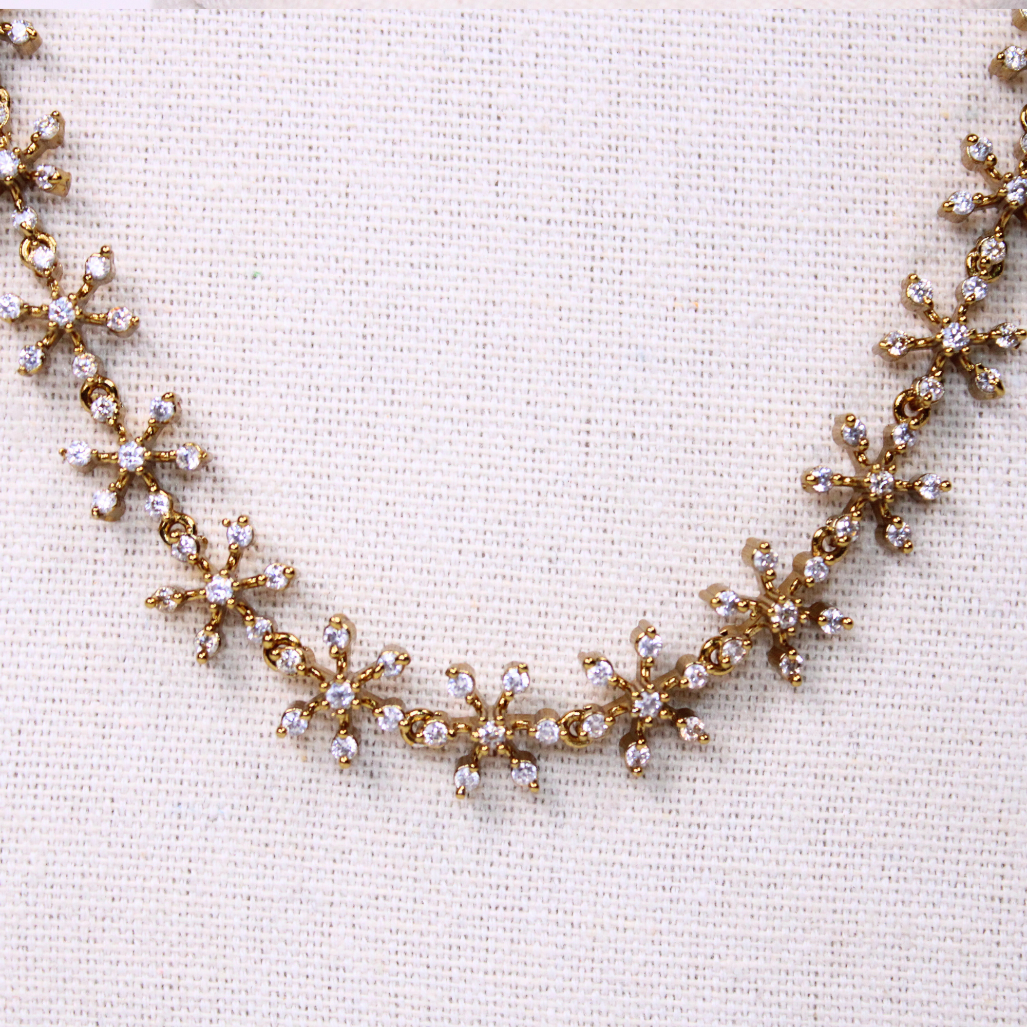 Floral Stone-Studded Gold-Toned Choker and Earring Set