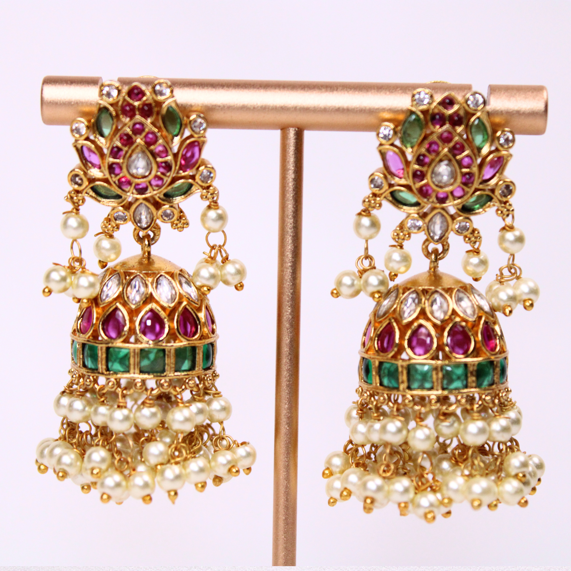 Lotus Heritage Ruby-Emerald Earrings