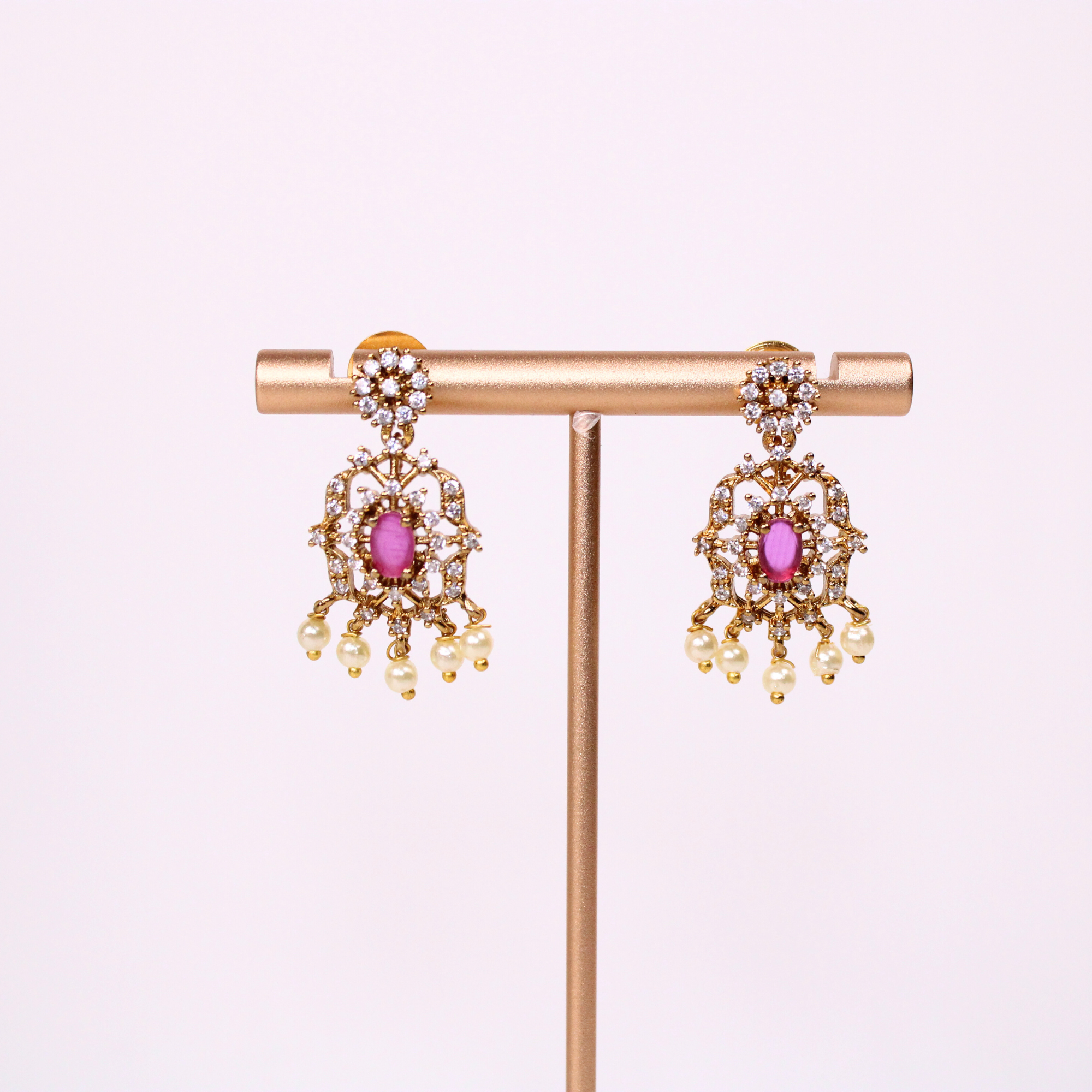 Navaratna Regal Harmony Choker Set with Ruby Drop Earrings