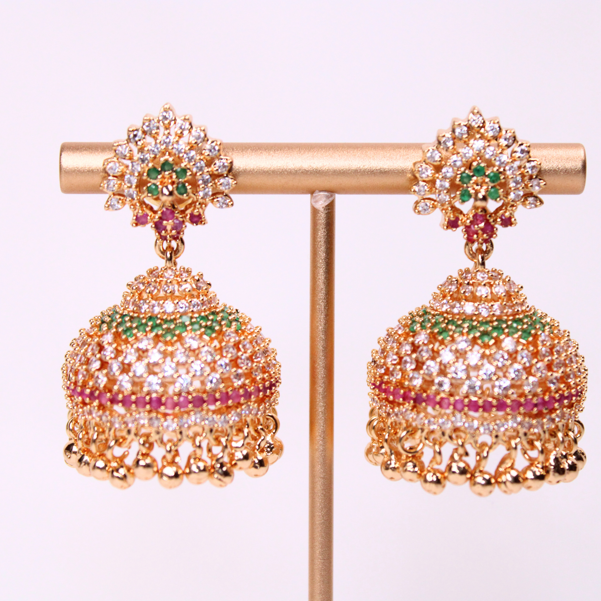 Festive Harmony Gold-Plated Temple Earrings