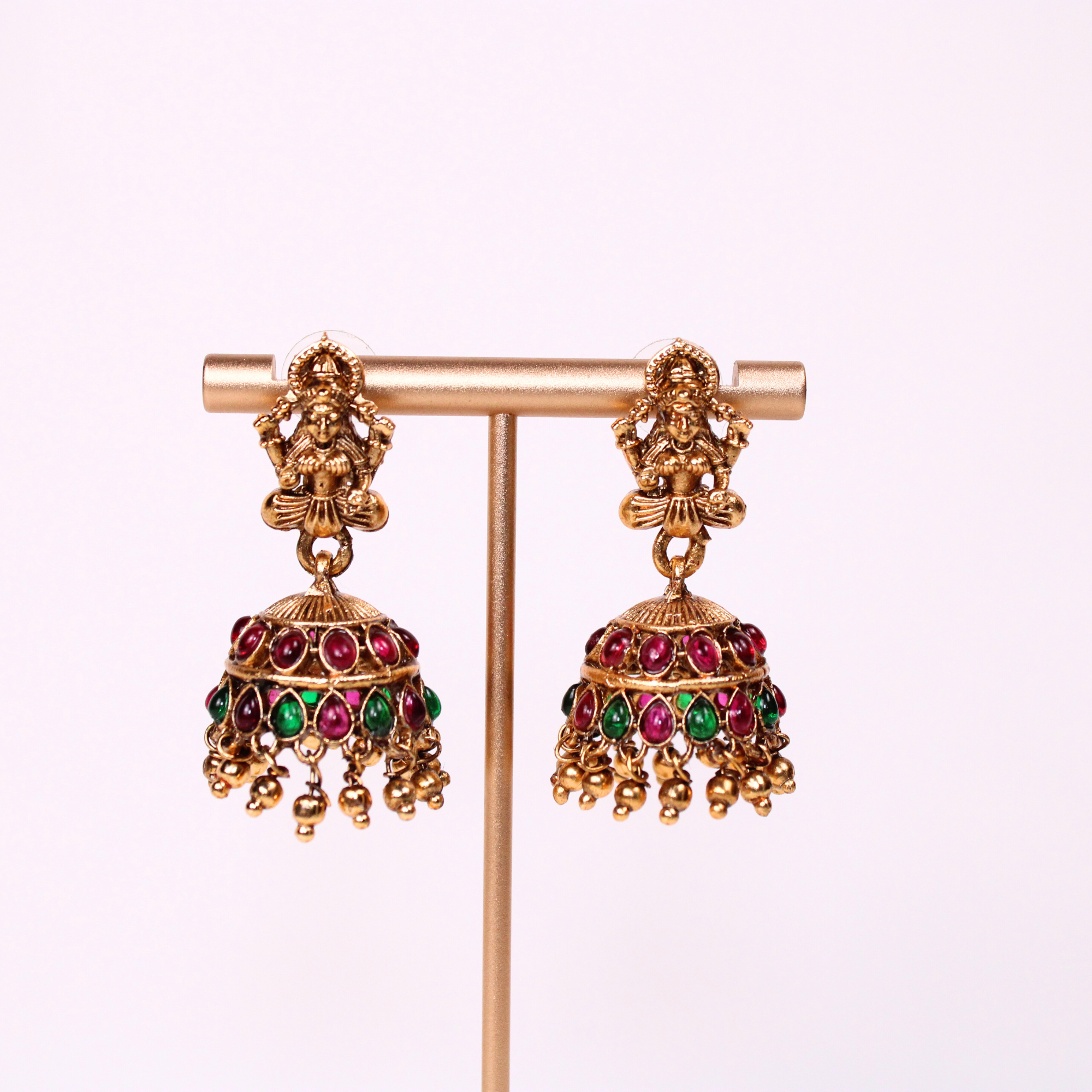 Lakshmi Peacock Temple Choker Set with Earrings