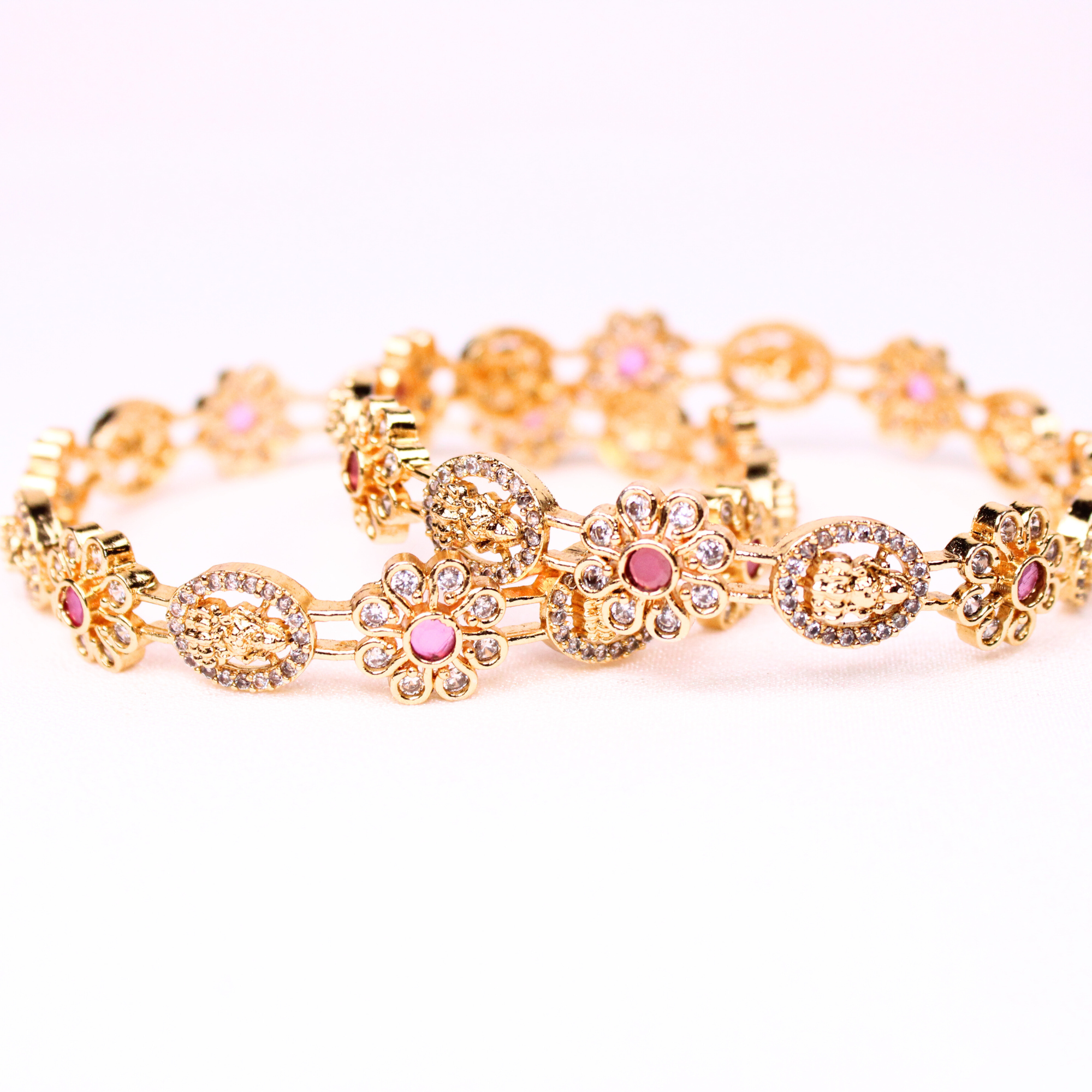 Lakshmi Floral Motif Temple Bangles