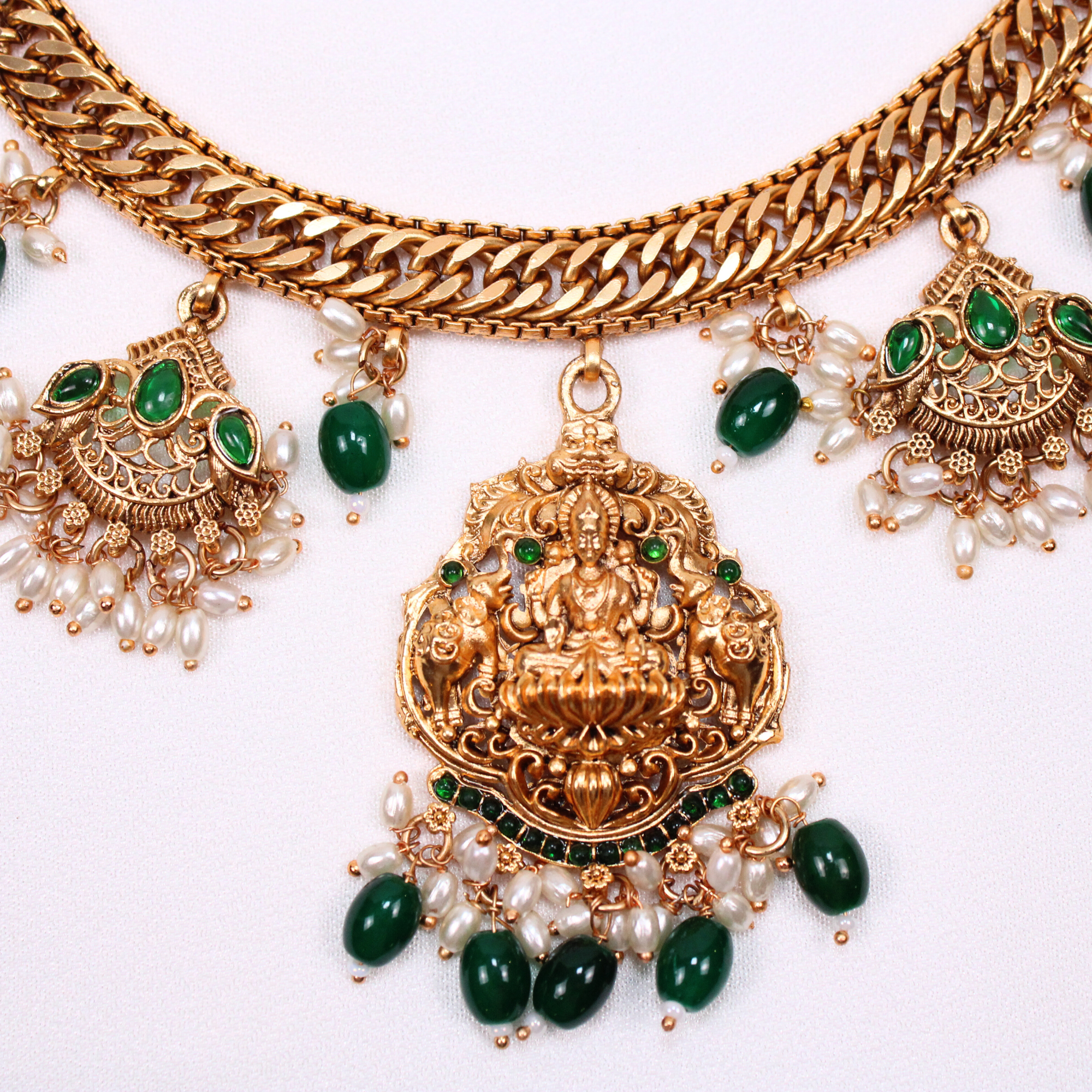 Lakshmi Temple Necklace Set with Earrings