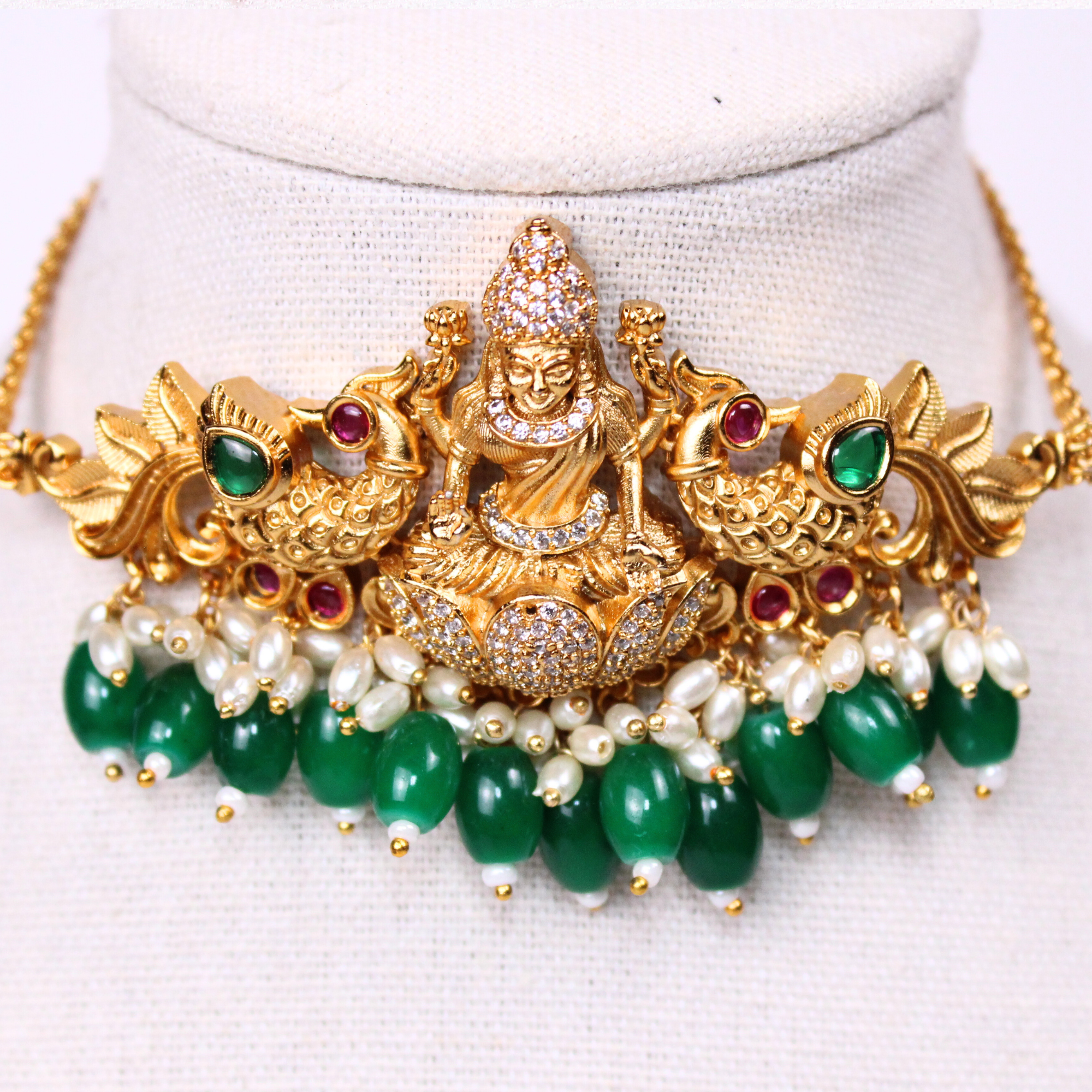 Lakshmi Divine Heritage Multi-Strand Pearl Choker Set with Earrings