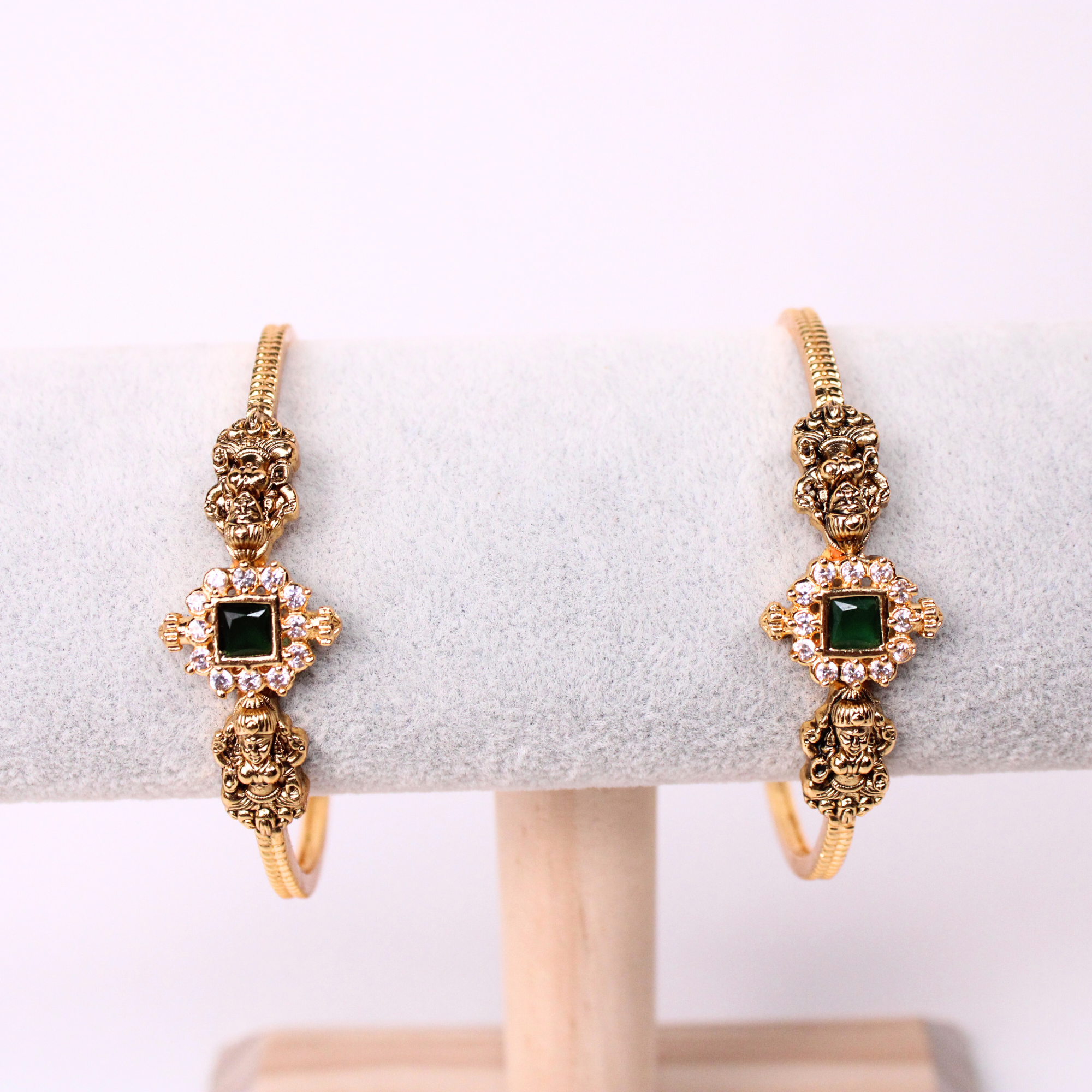 Lakshmi Heritage Bangles with Green Centerpiece