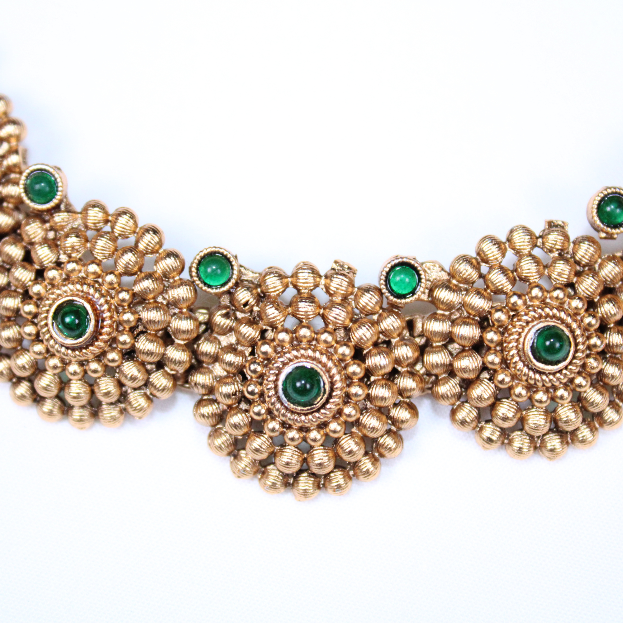 Green-Color Floral Temple Necklace