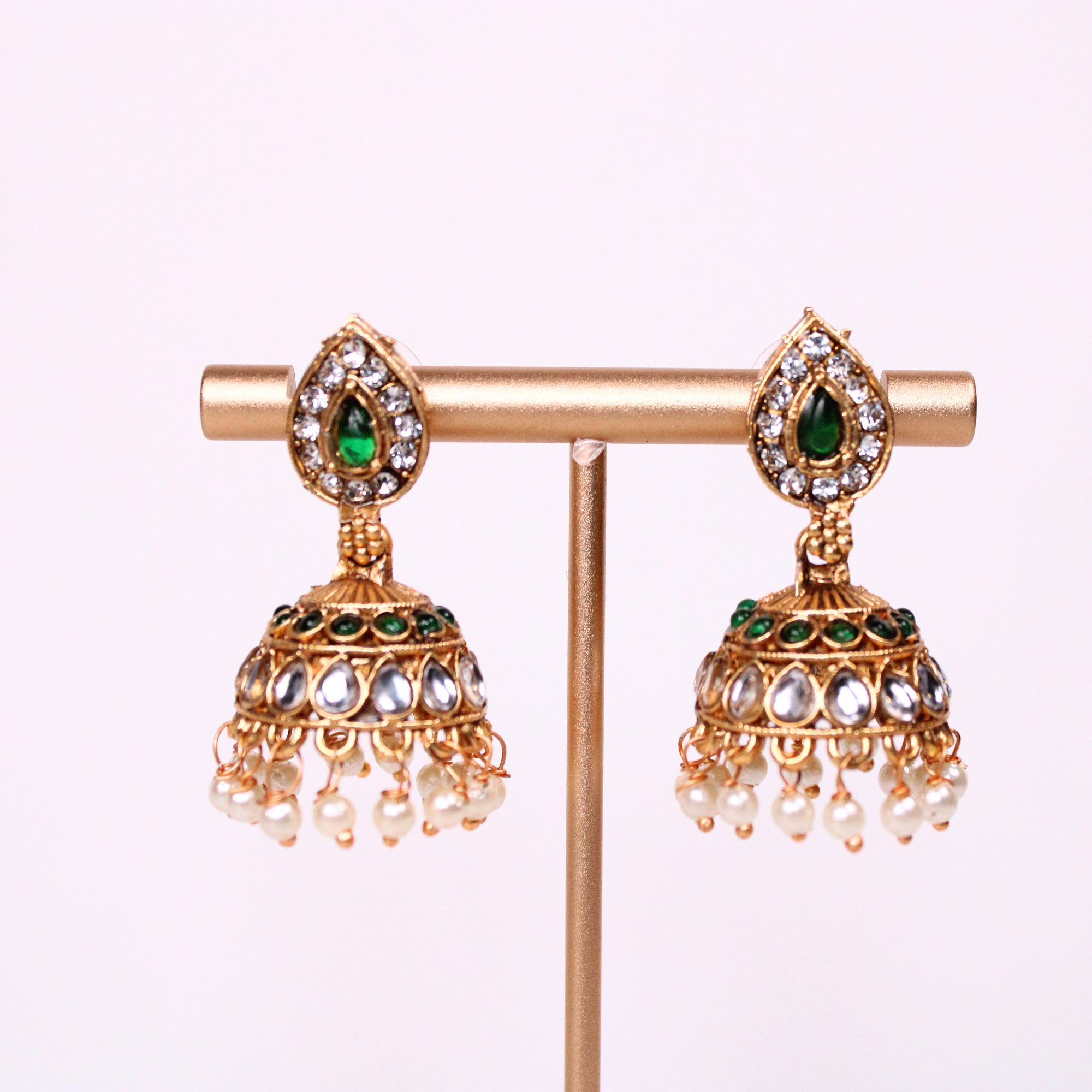 Emerald Kundan Square Choker Set with Earrings