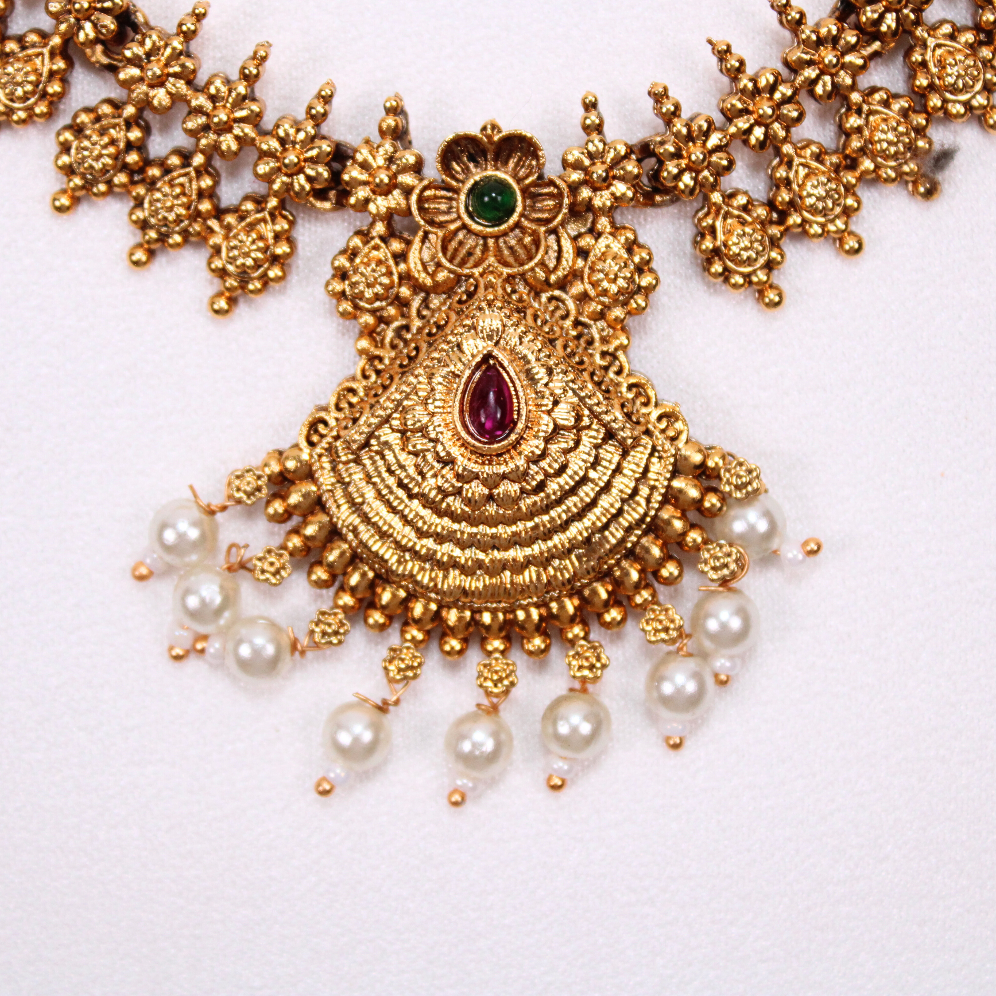 Goddess Lakshmi Temple Necklace Set with Earrings