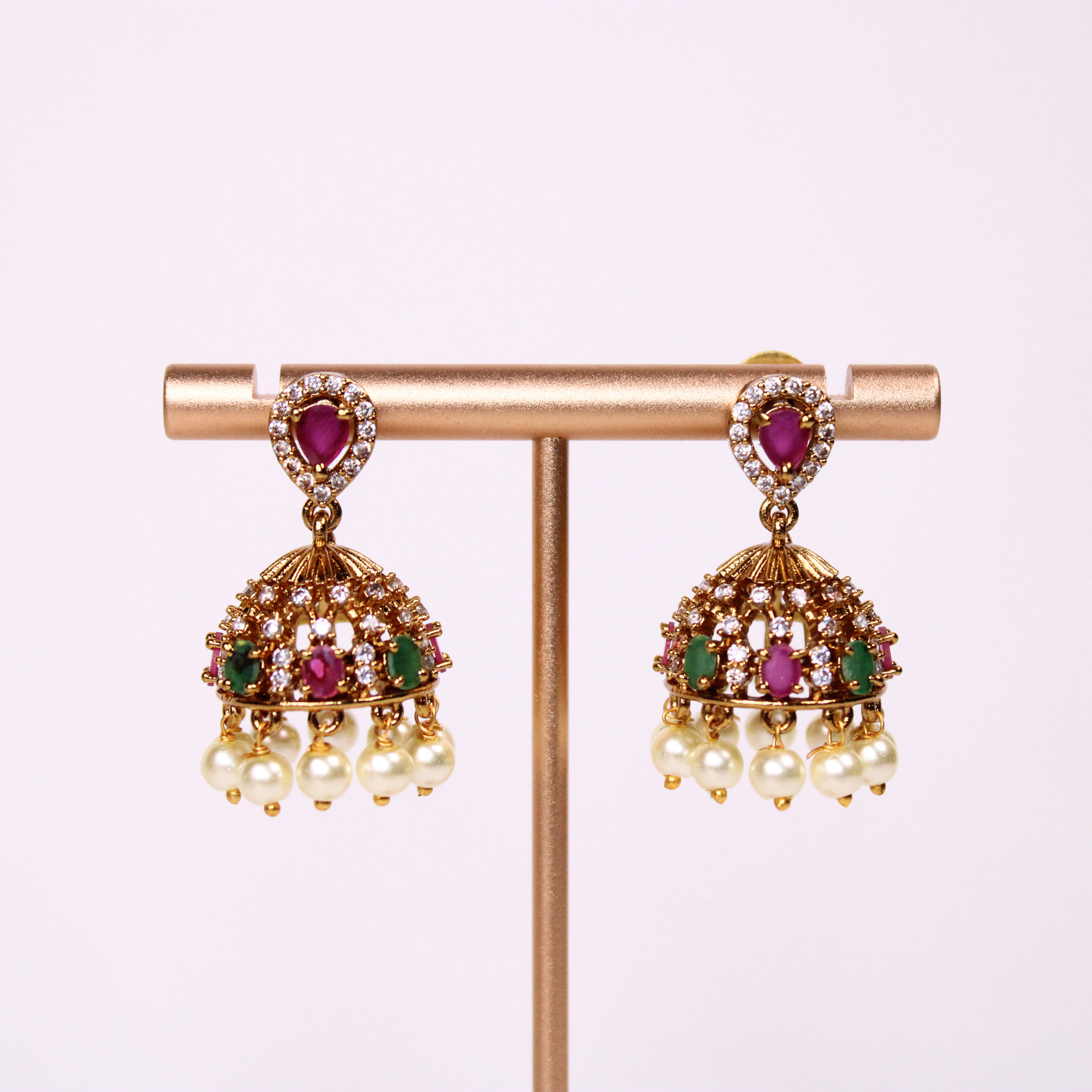 Intricate Floral & Peacock Kemp Choker Set with Earrings