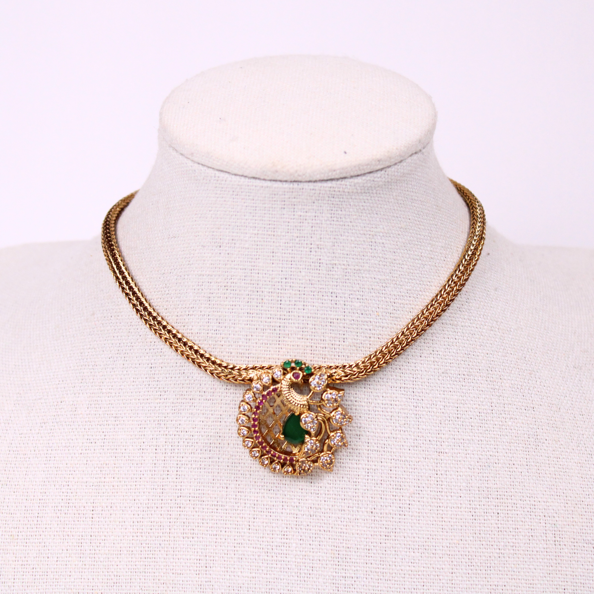 Peacock Mandala Choker and Stud Earrings Set