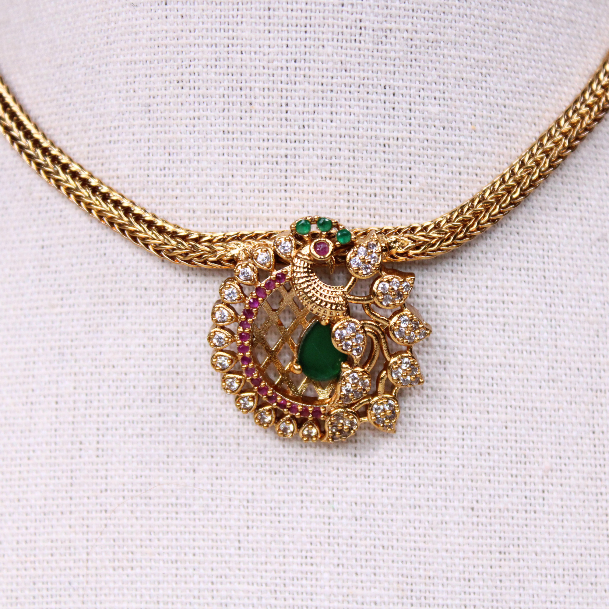 Peacock Mandala Choker and Stud Earrings Set