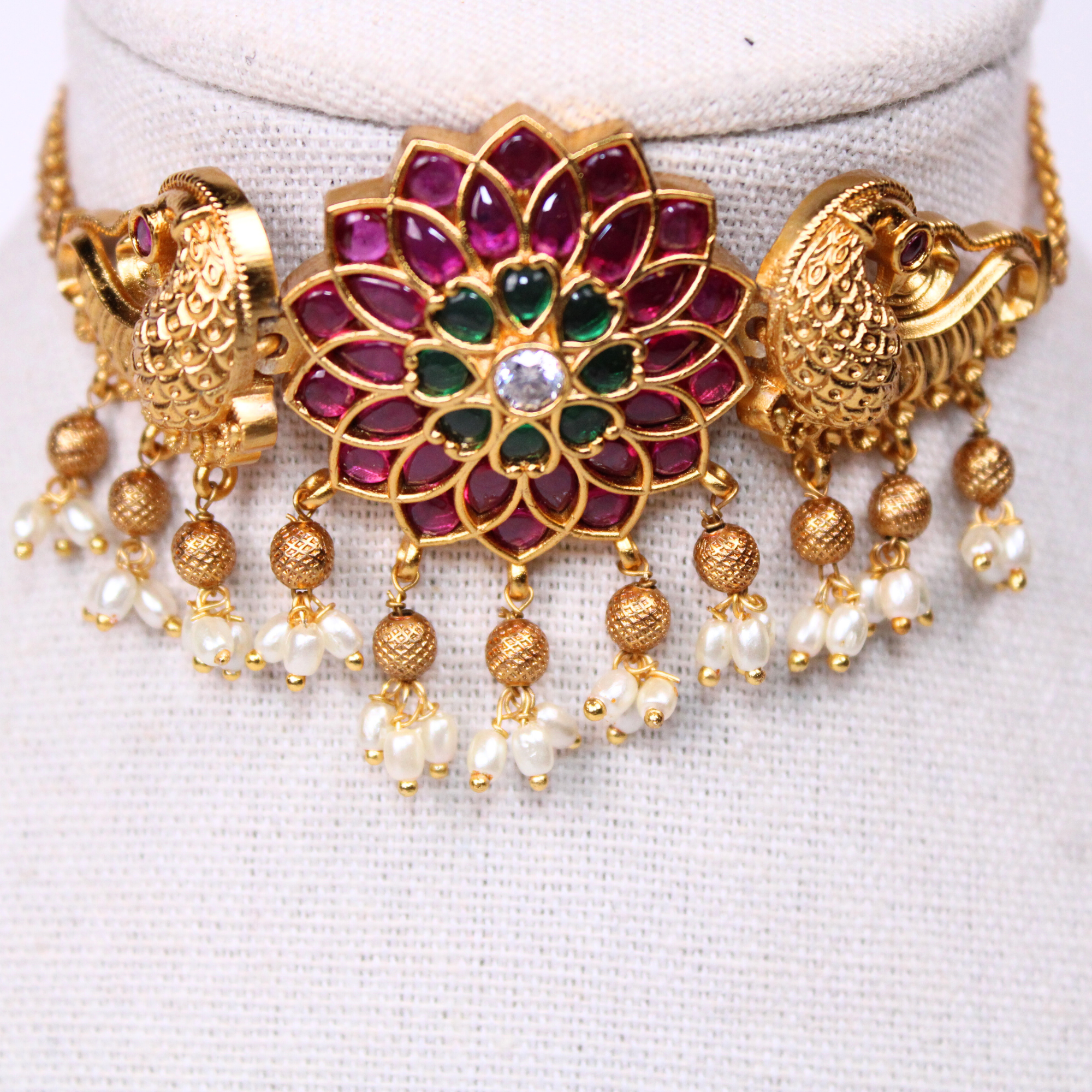 Peacock Mandala Choker and Stud Earrings