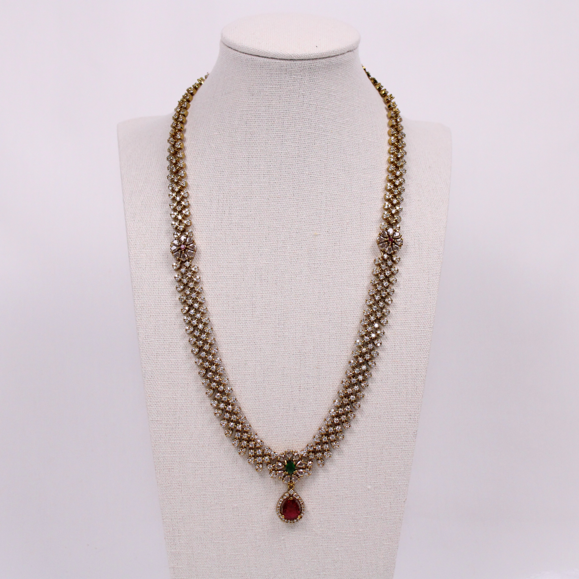 Valli Aram Set with Red Drop Earrings