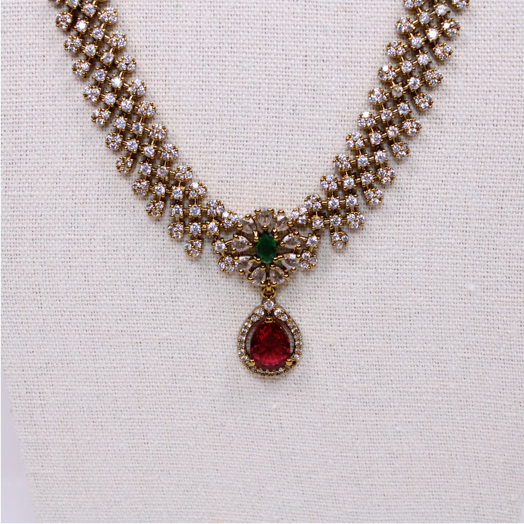 Valli Aram Set with Red Drop Earrings