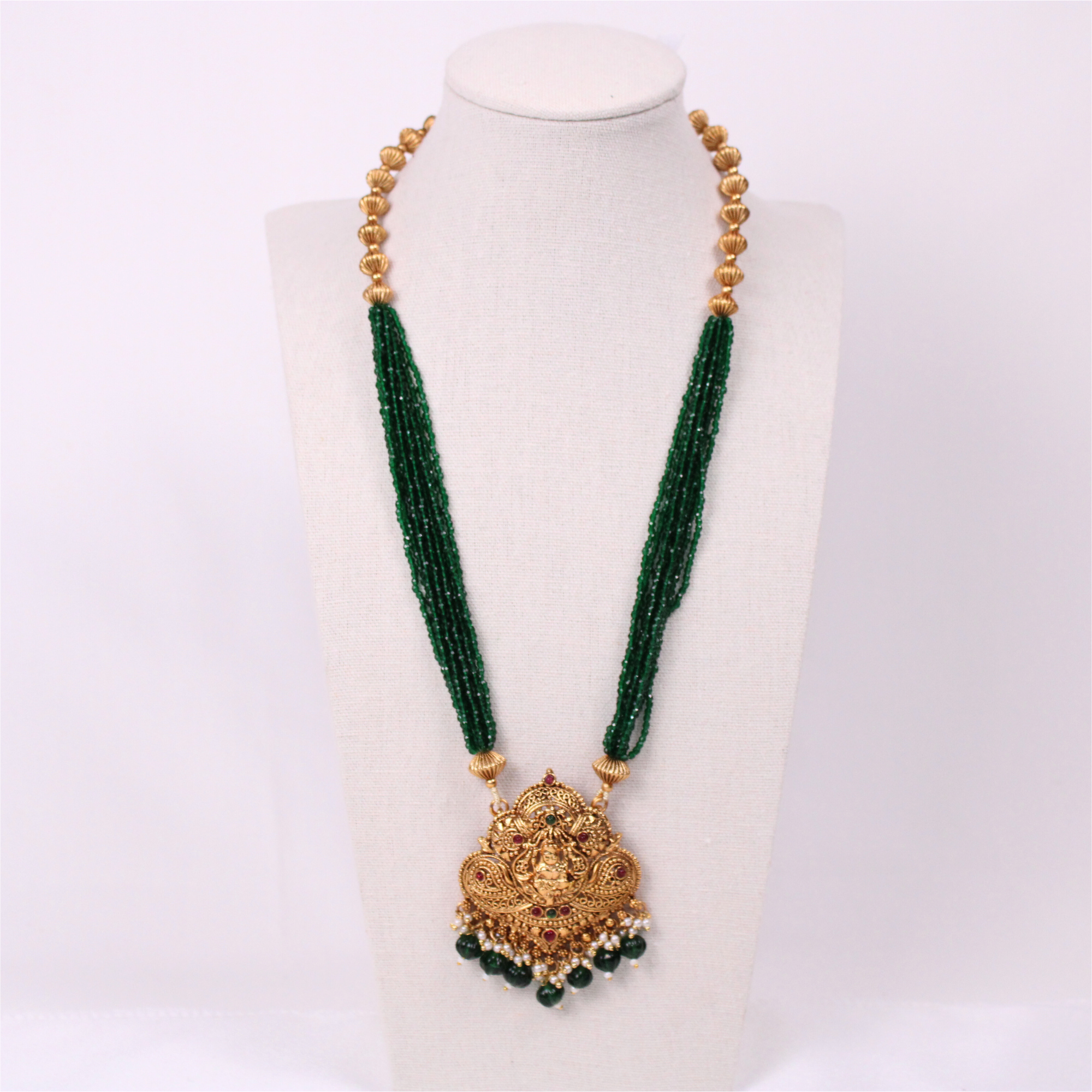 Lakshmi Temple Pendant Aram Set with Earrings