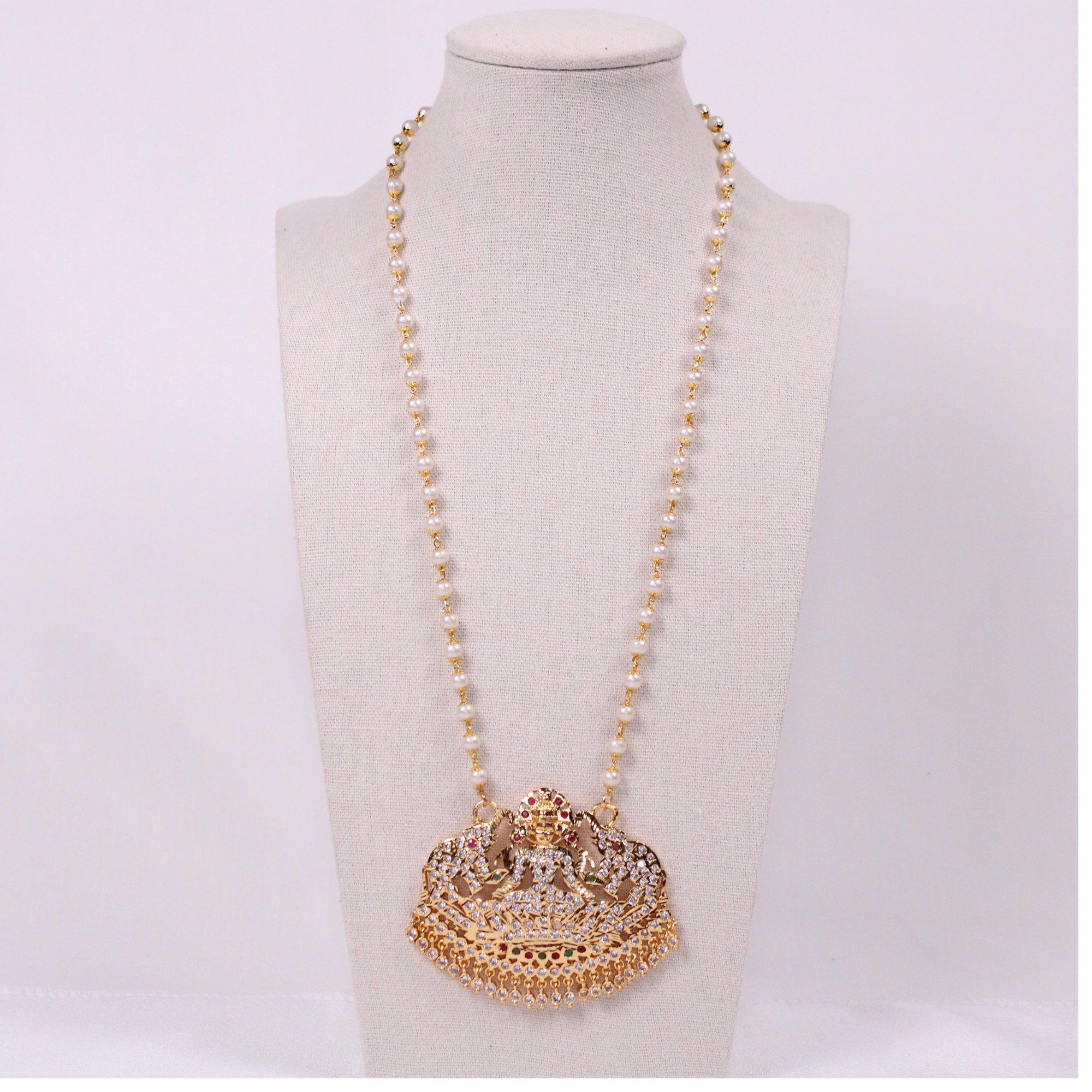 Lakshmi with Elephants Pearl Mala