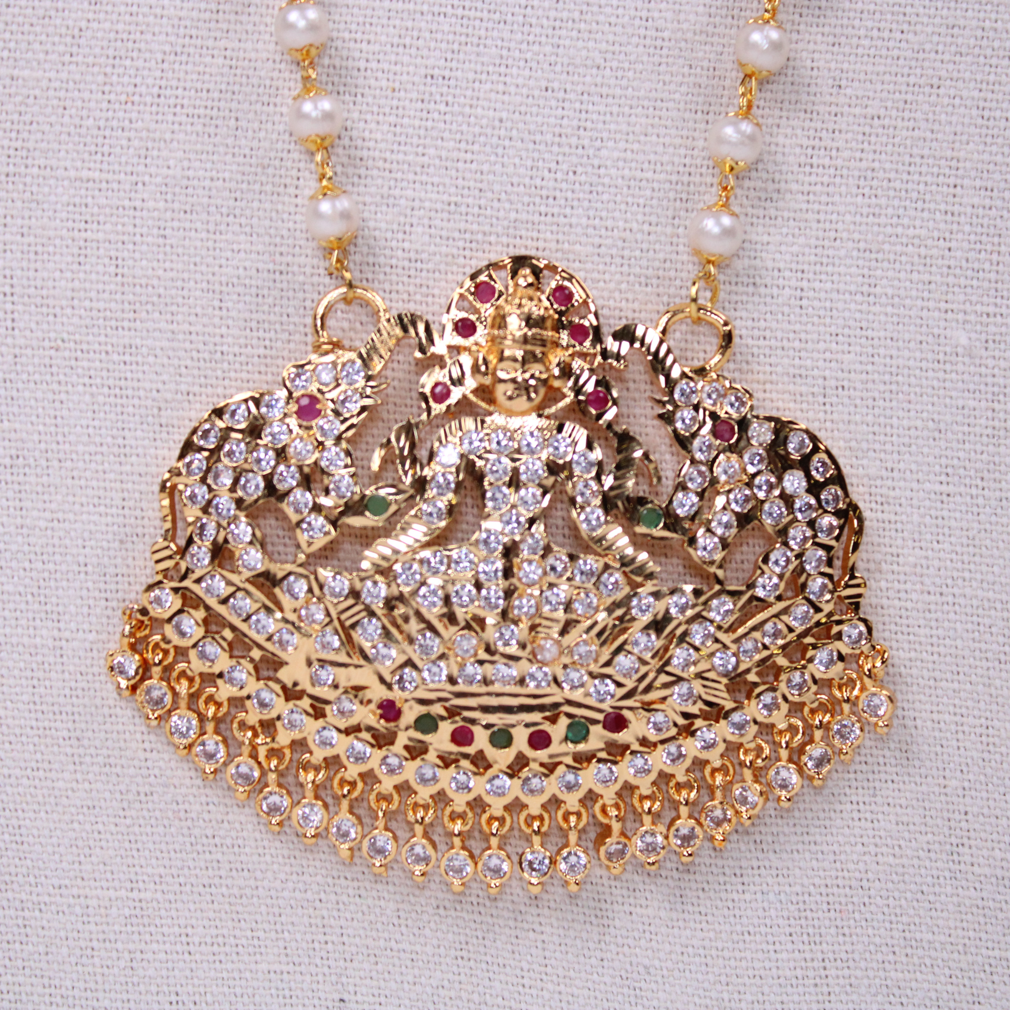 Lakshmi with Elephants Pearl Mala
