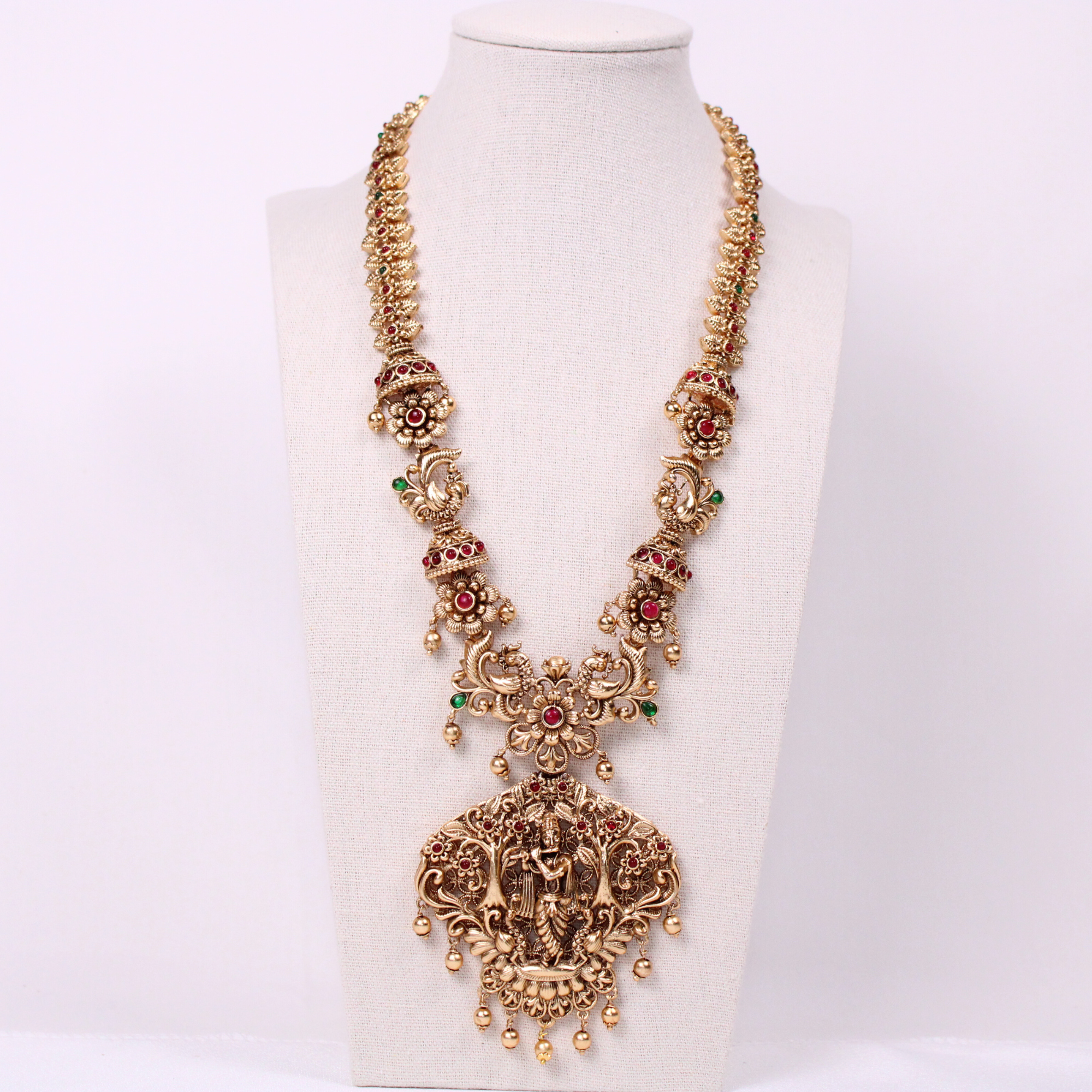 Krishna Temple Aram Set with Earrings