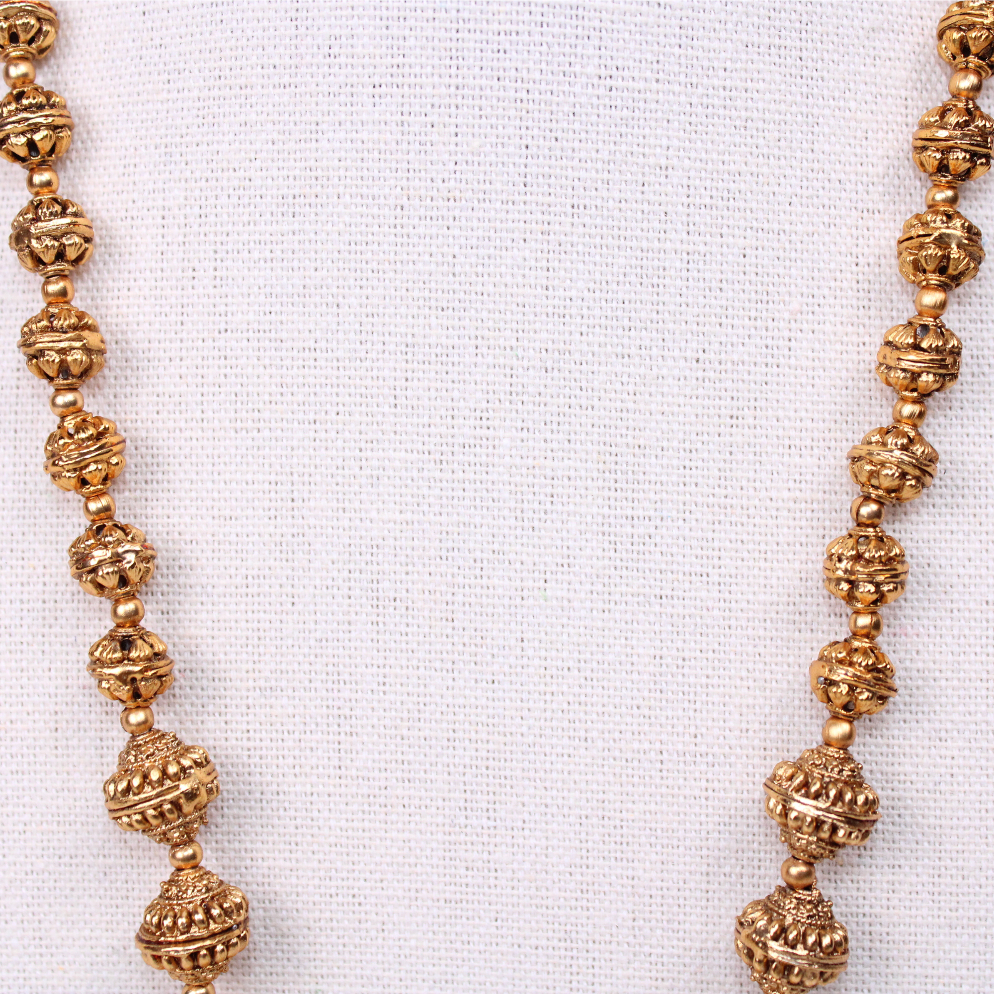 Lakshmi Peacock Pendant Aram with Antique Gold Beads & Earrings