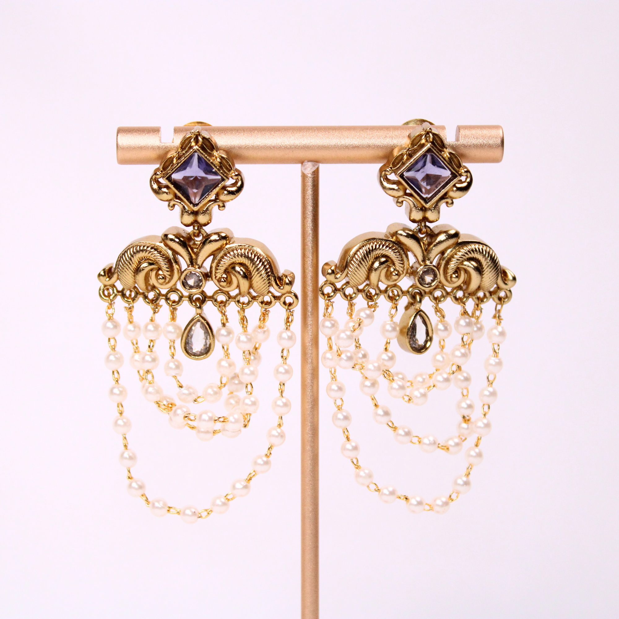 Regal Pearl Cascade Earrings