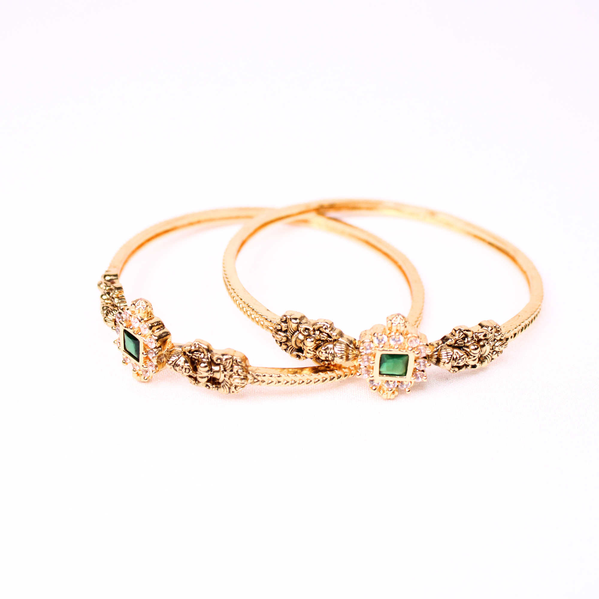 Lakshmi Heritage Bangles with Green Centerpiece