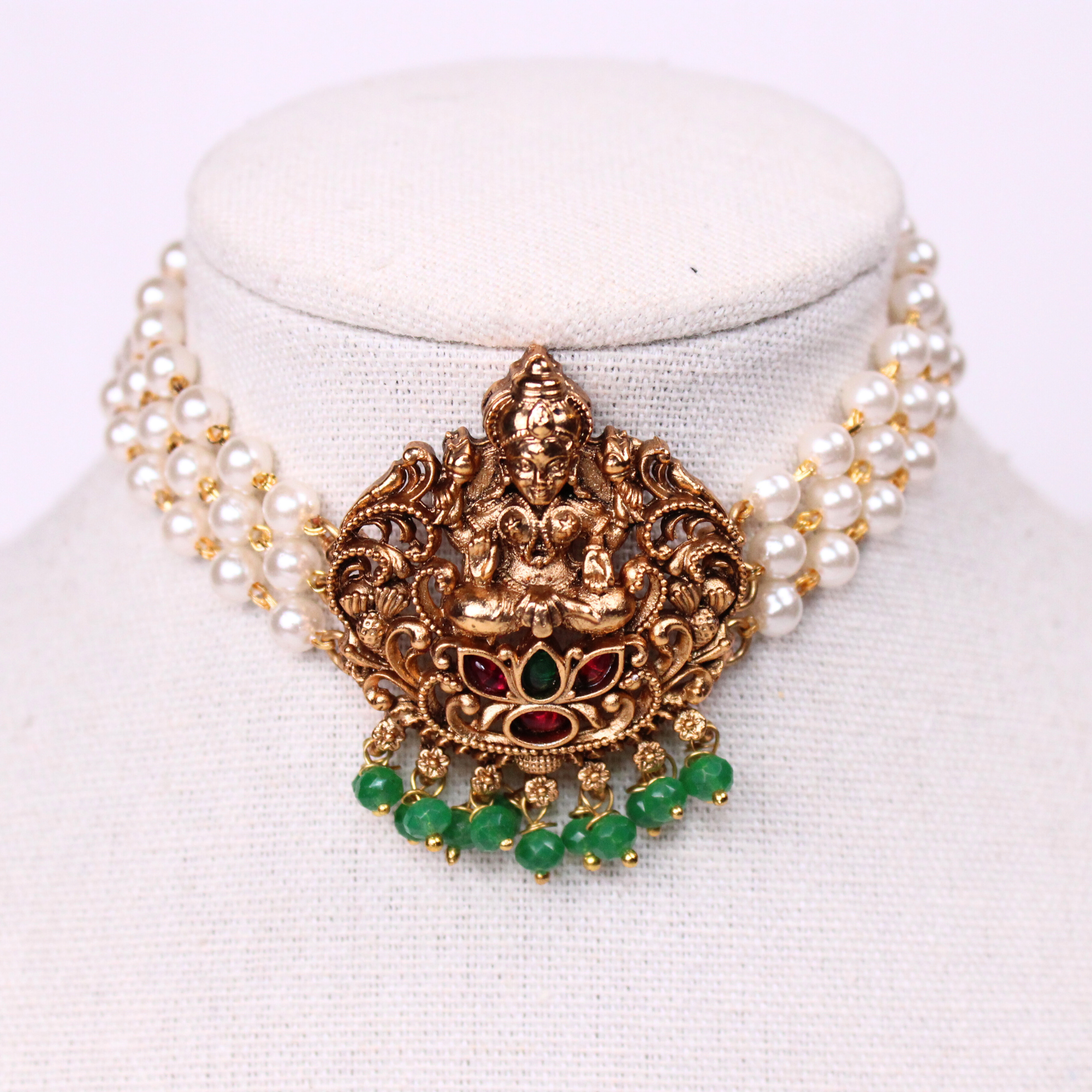 Royal Floral Mandala Temple Necklace Set with Earrings