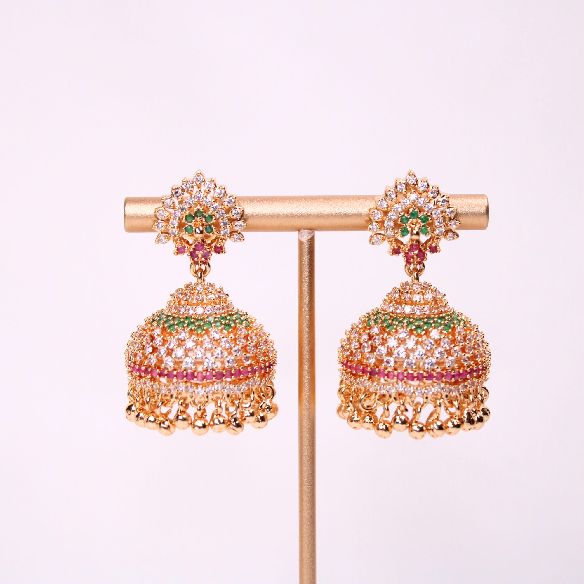 Festive Harmony Gold-Plated Temple Earrings