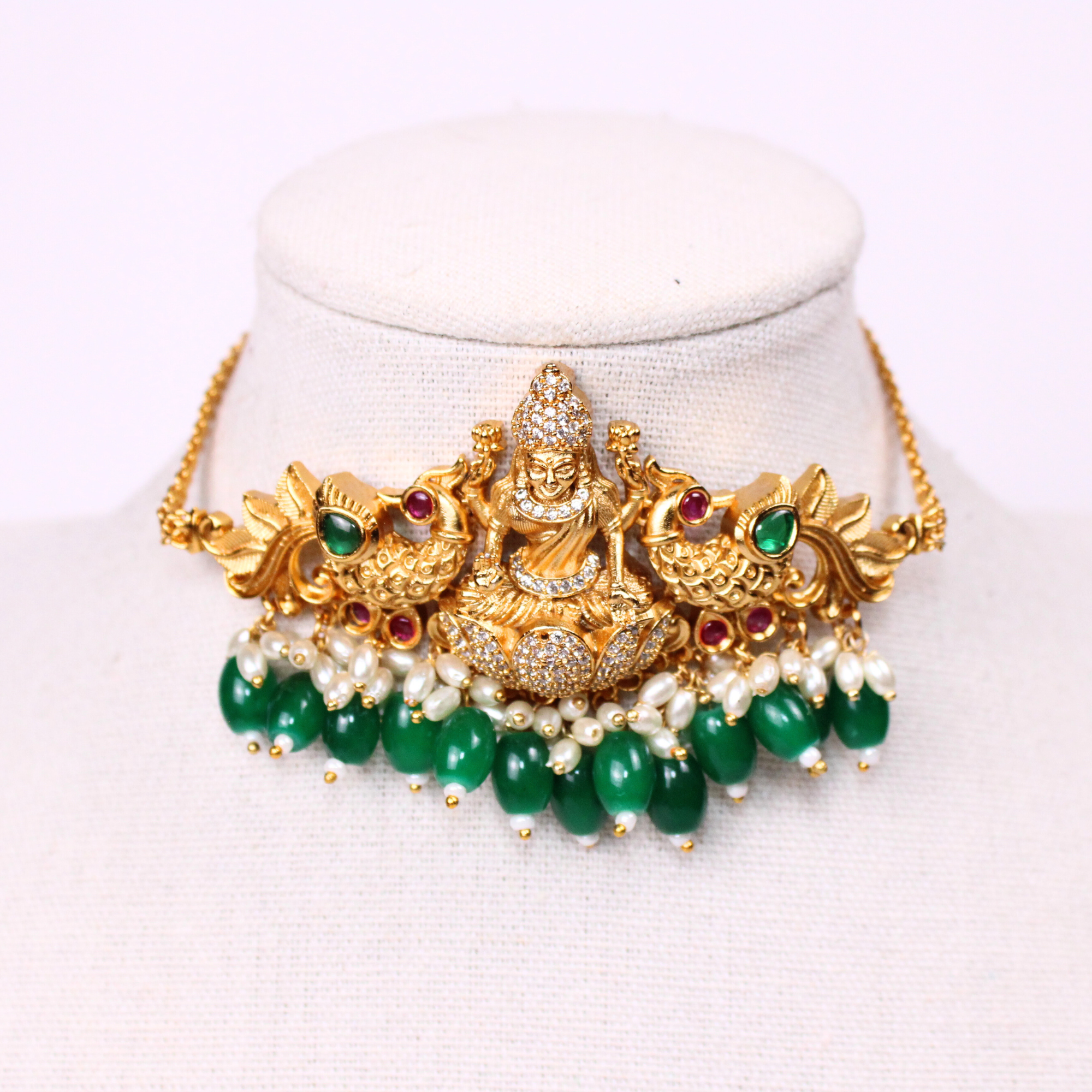 Lakshmi Divine Heritage Multi-Strand Pearl Choker Set with Earrings