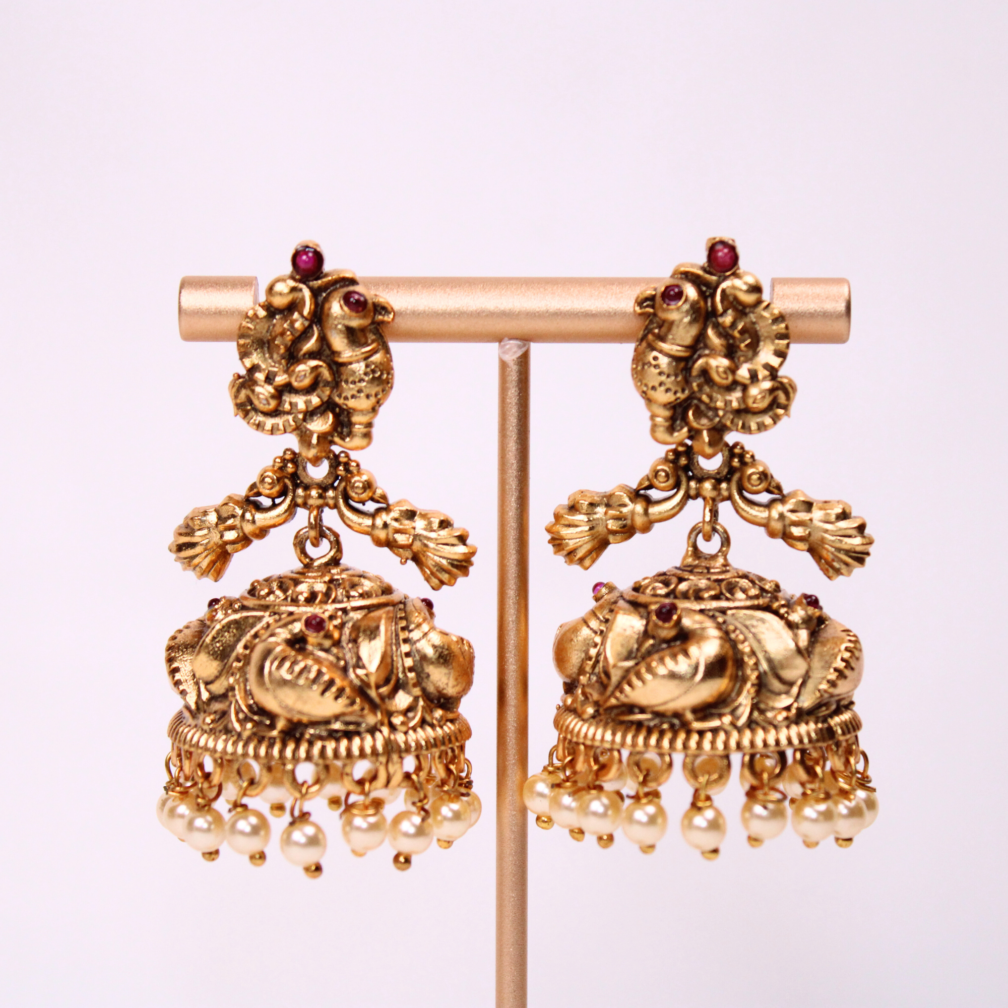 Peacock Heritage Antique Gold Earrings