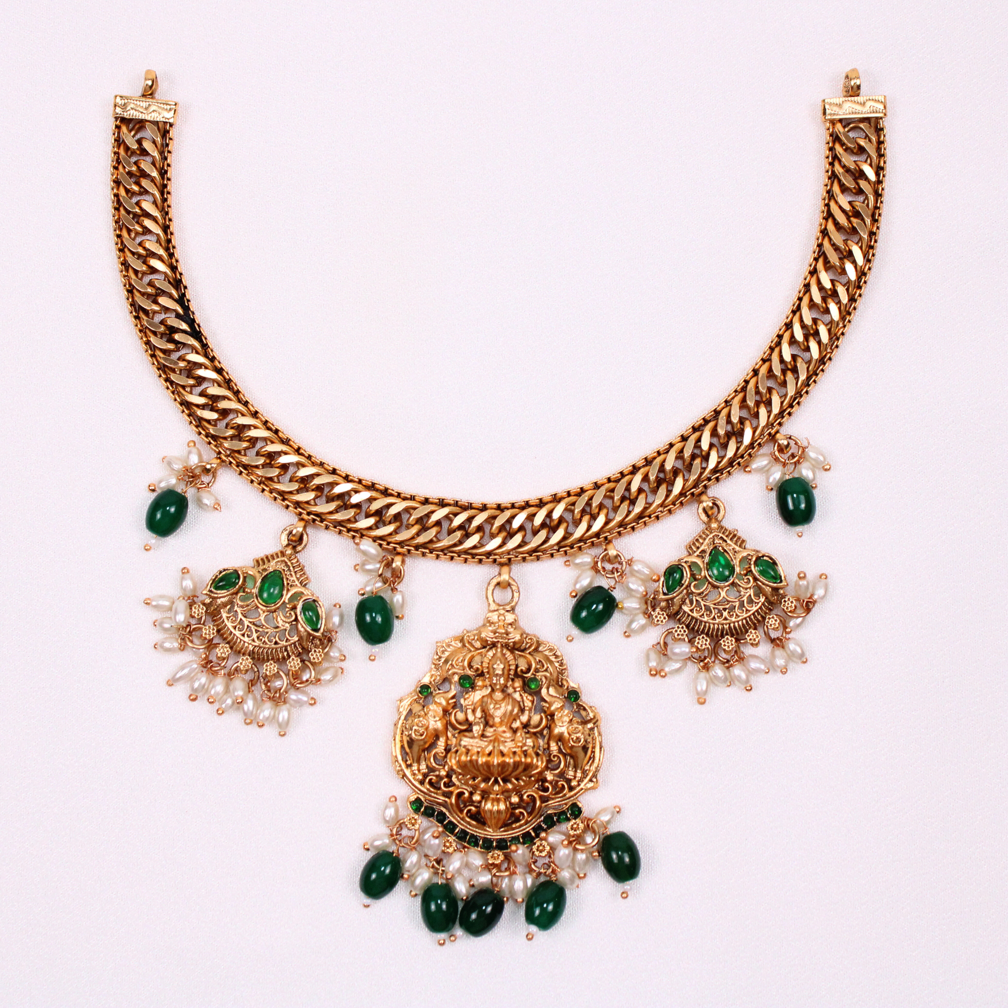 Lakshmi Temple Necklace Set with Earrings