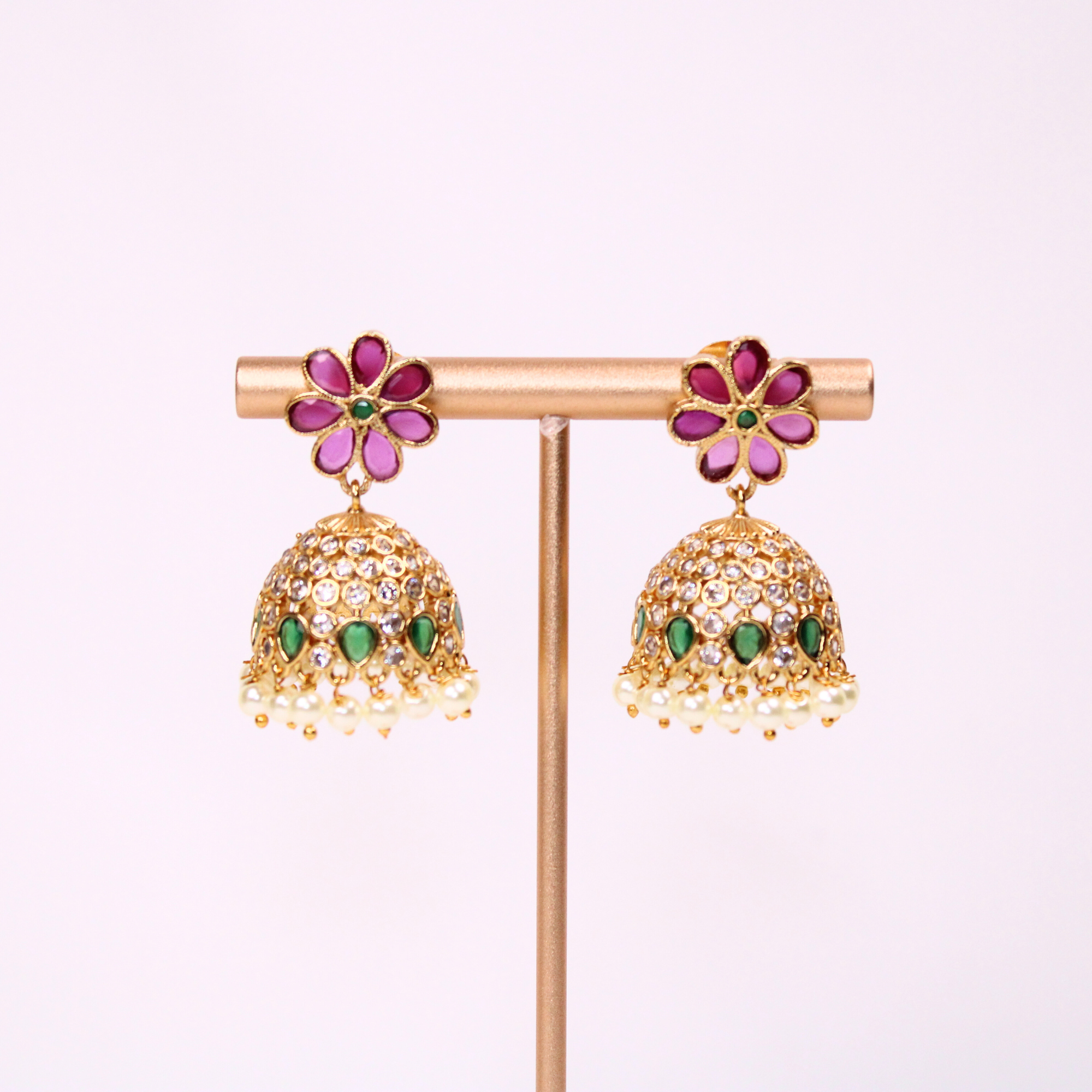 Lotus Bloom Ruby-Green Earrings