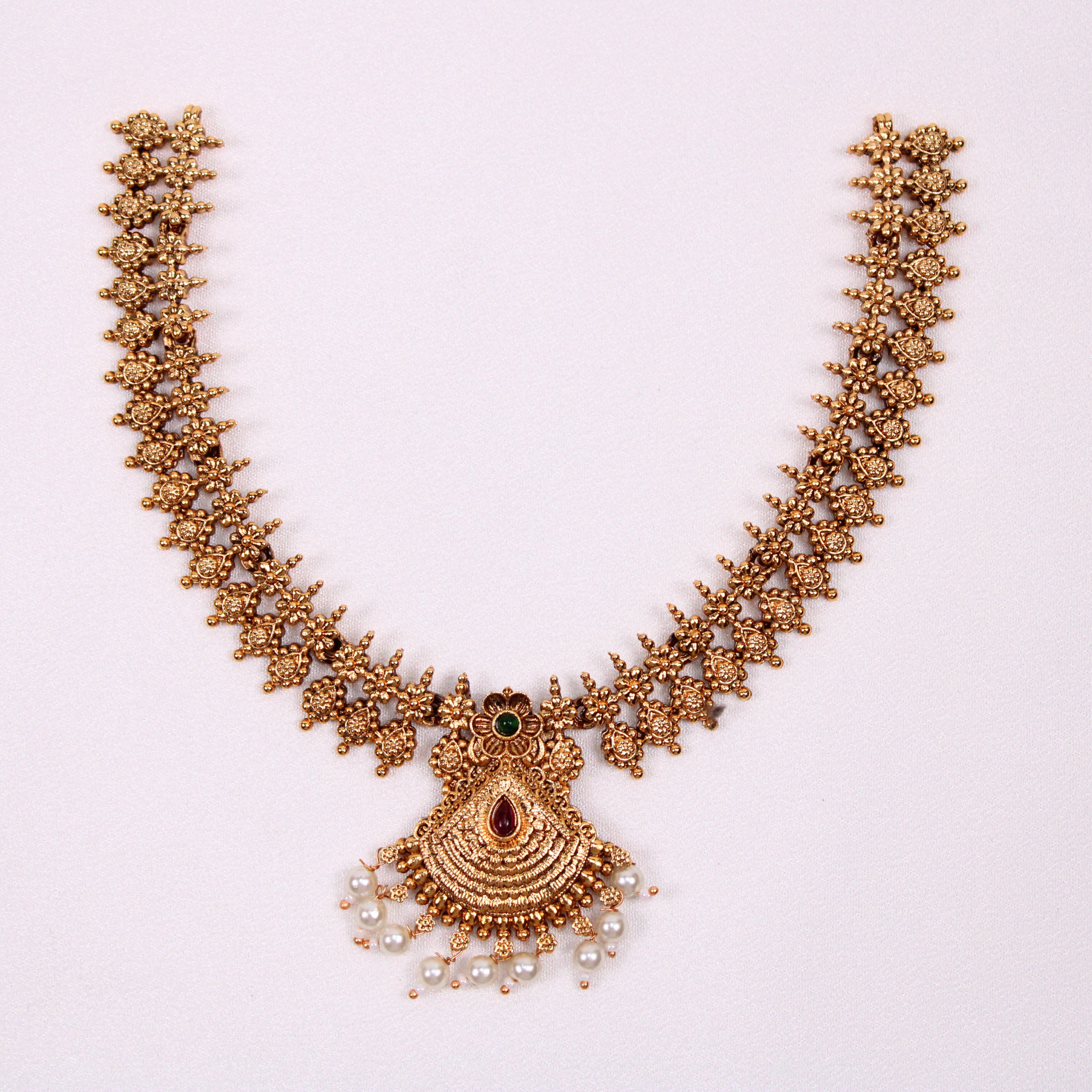 Goddess Lakshmi Temple Necklace Set with Earrings