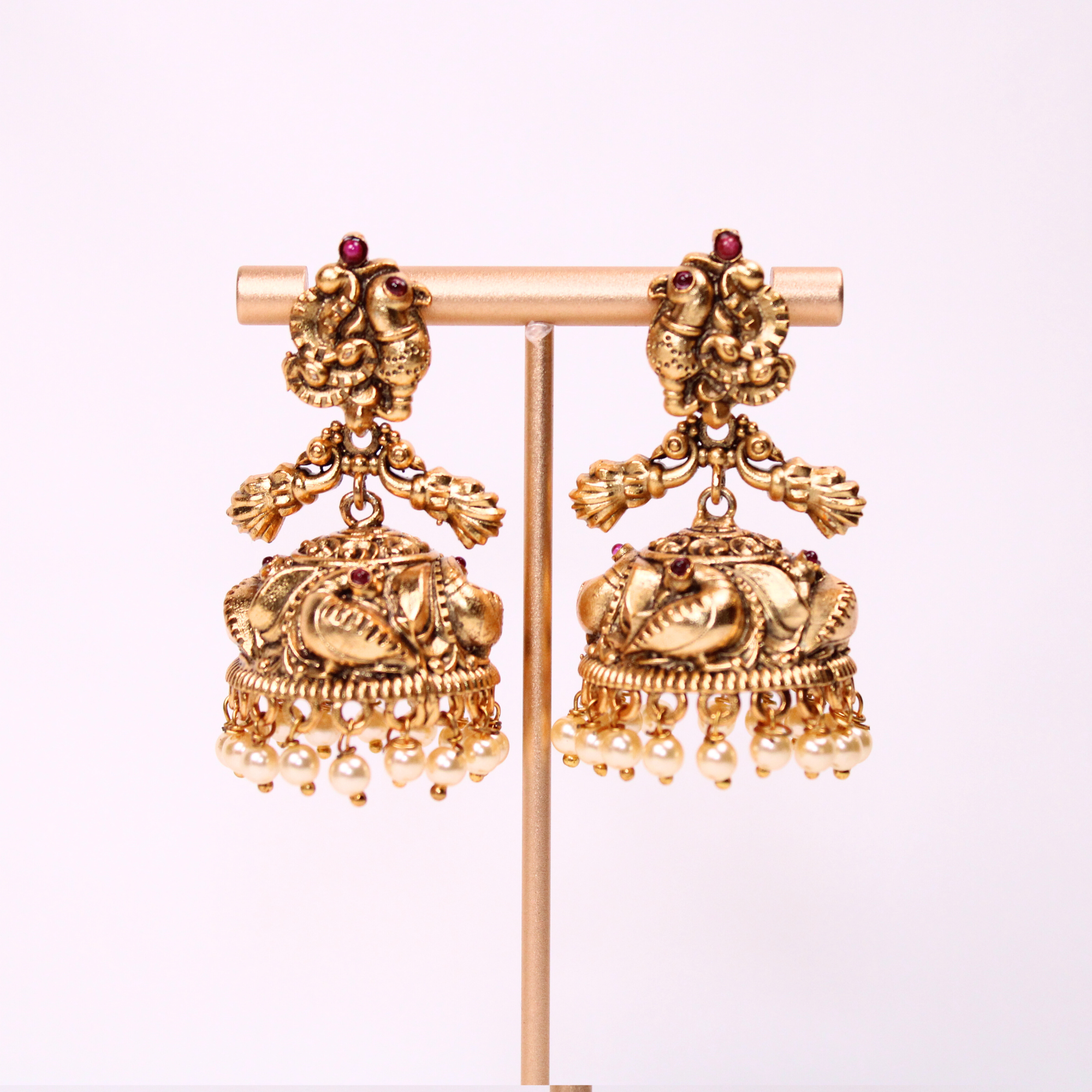 Peacock Heritage Antique Gold Earrings